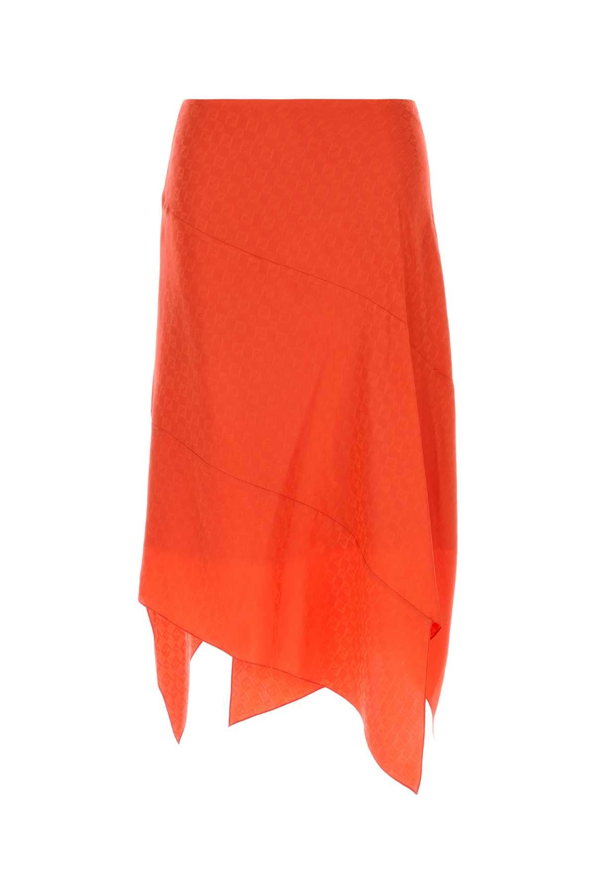 Fendi Women Coral Silk Skirt FENDI
