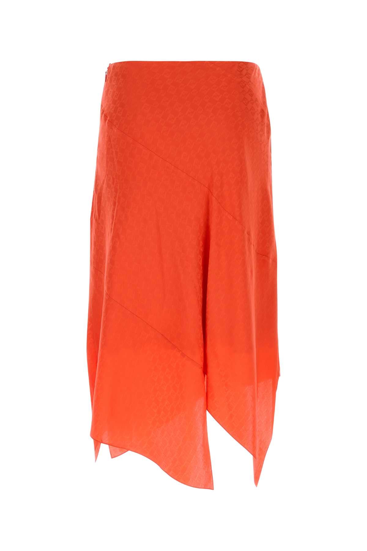 Fendi Women Coral Silk Skirt FENDI