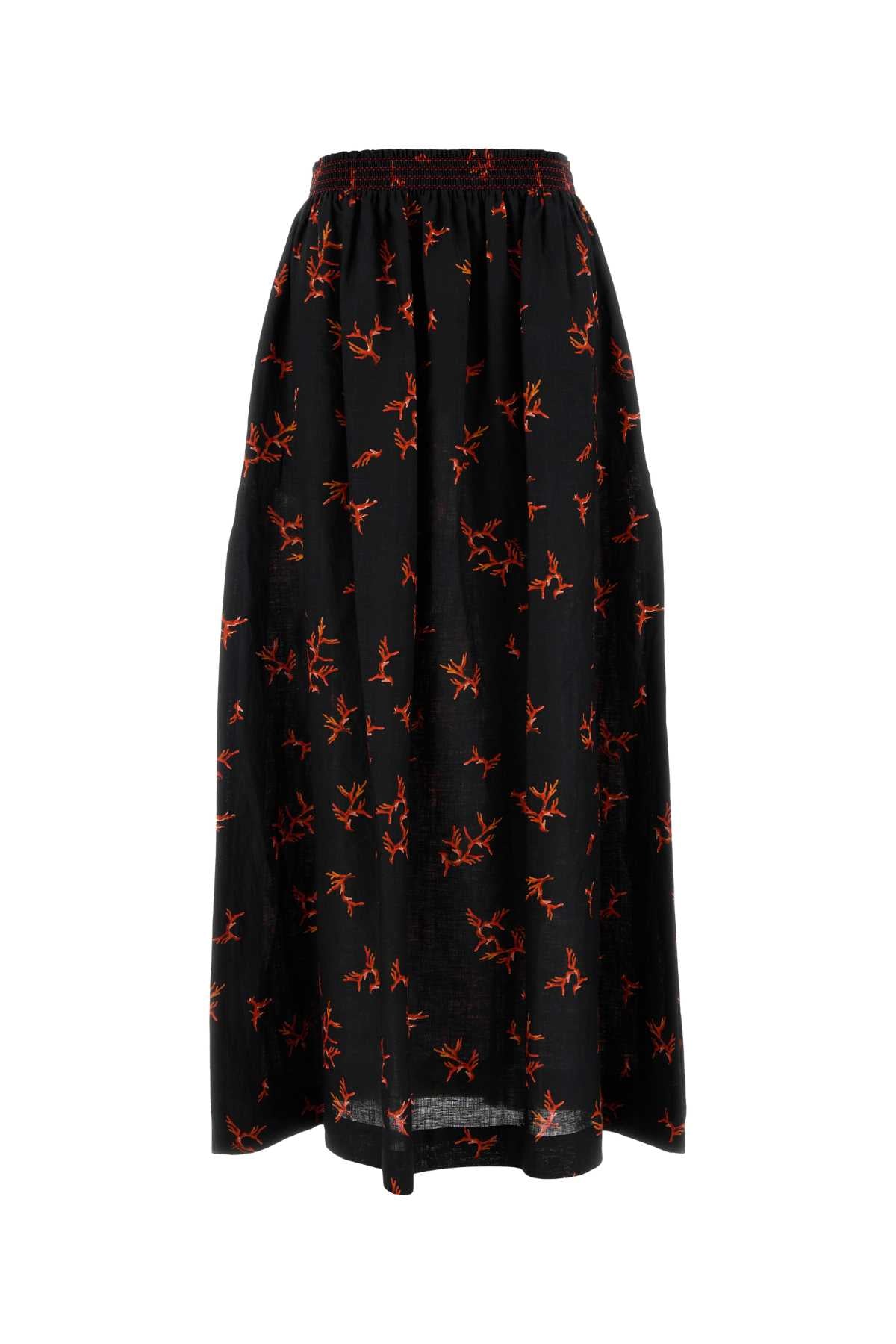 Fendi Women Printed Linen Skirt FENDI