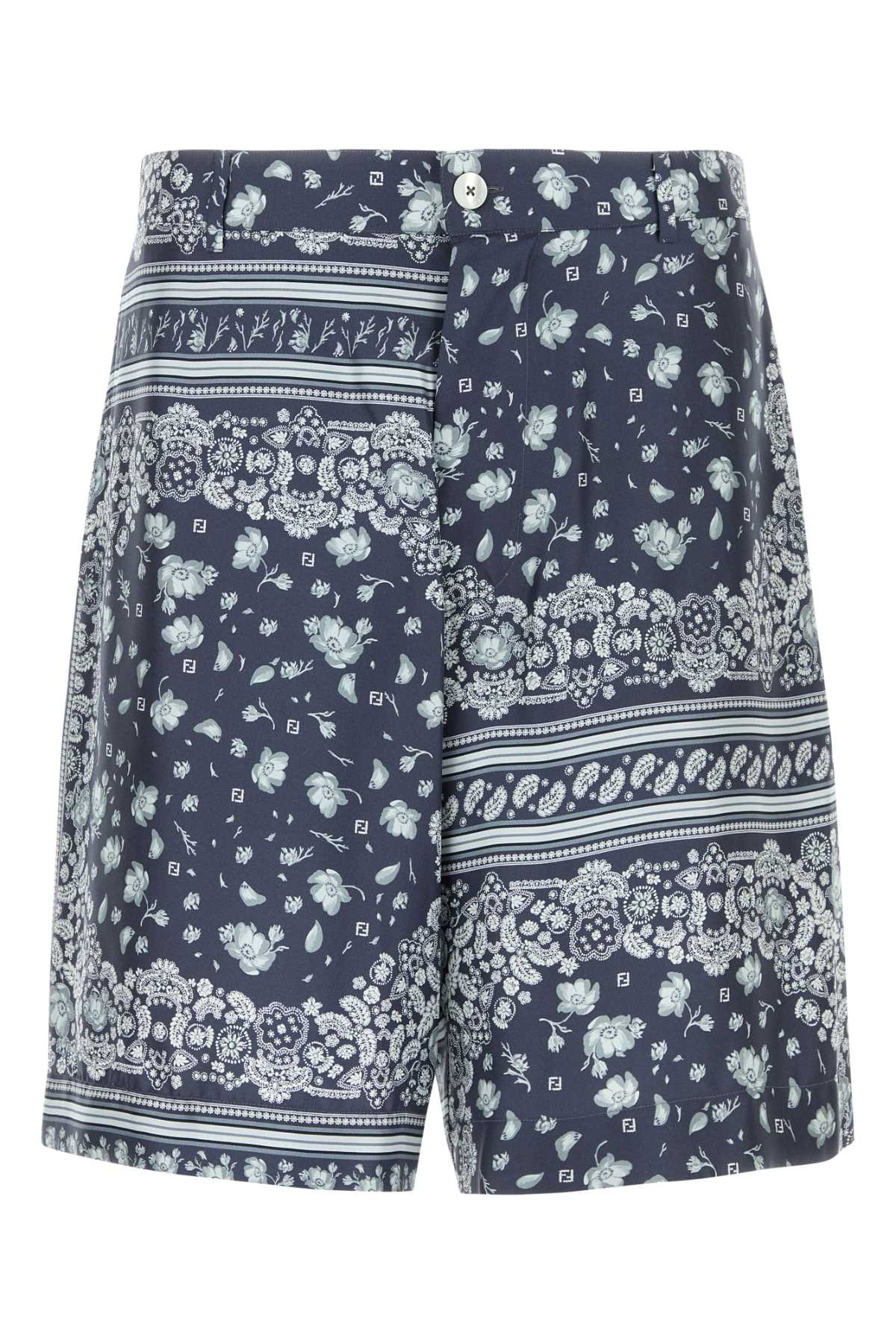 Fendi Men Printed Silk Bermuda Shorts FENDI