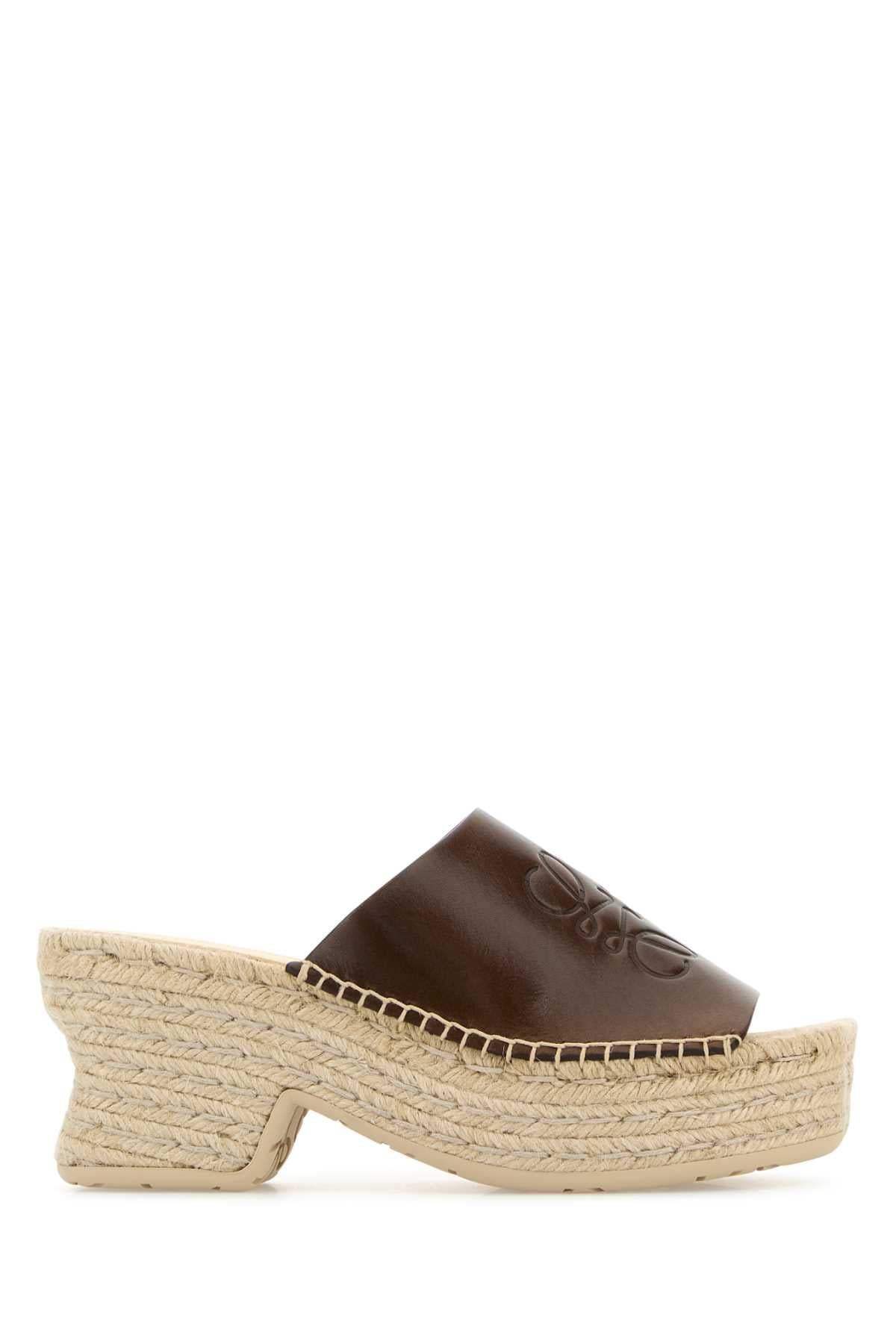 Loewe Paula's Ibiza Women Zeppe Paula S Ibiza Petal In Pelle Marrone LOEWE