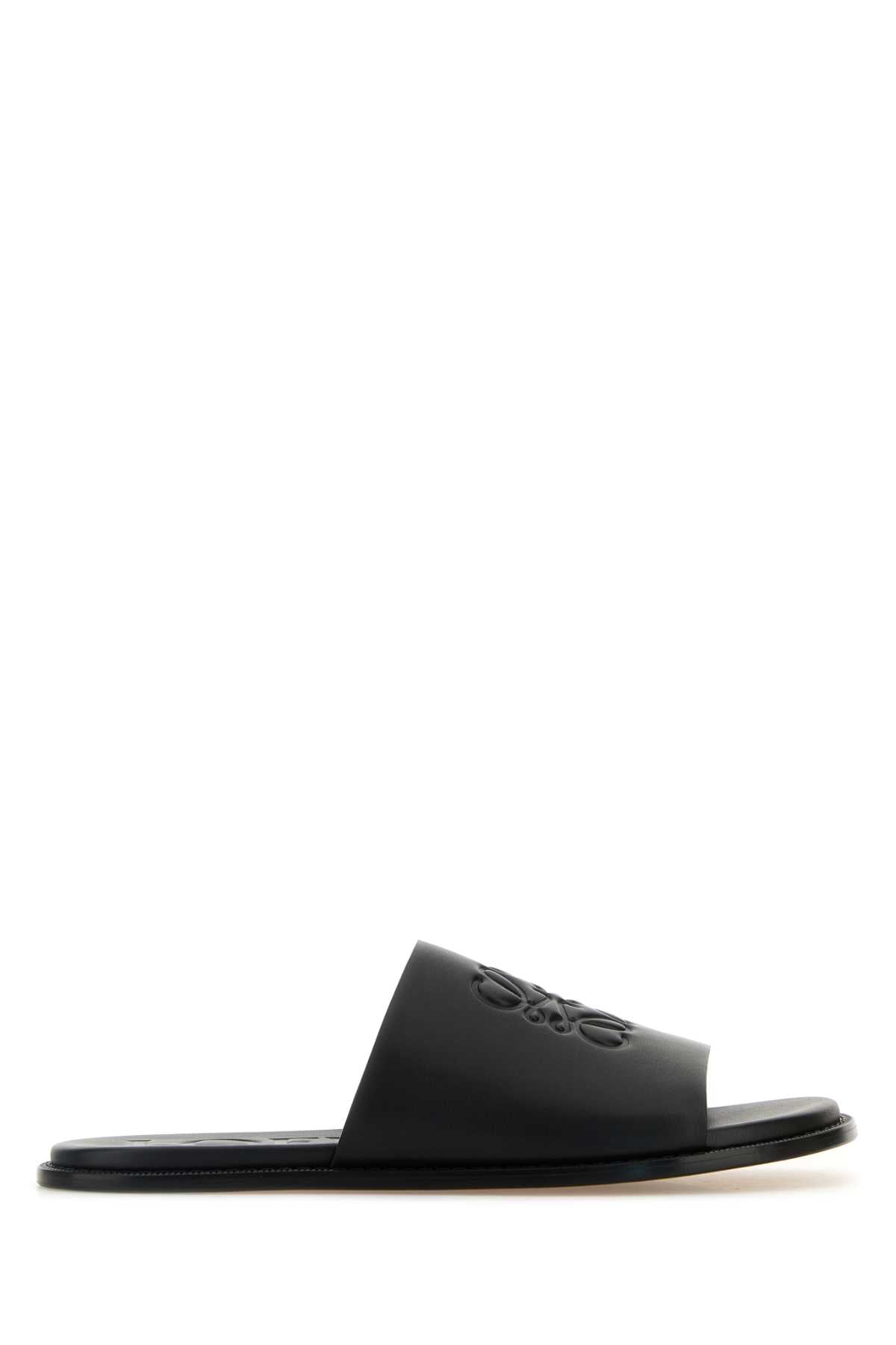 Loewe Paula's Ibiza Men Black Leather Paula S Ibiza Flex Slippers LOEWE