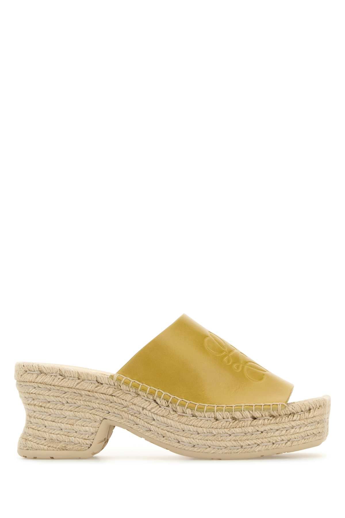 Loewe Paula's Ibiza Women Mustard Leather Petal Paula S Ibiza Wedges LOEWE