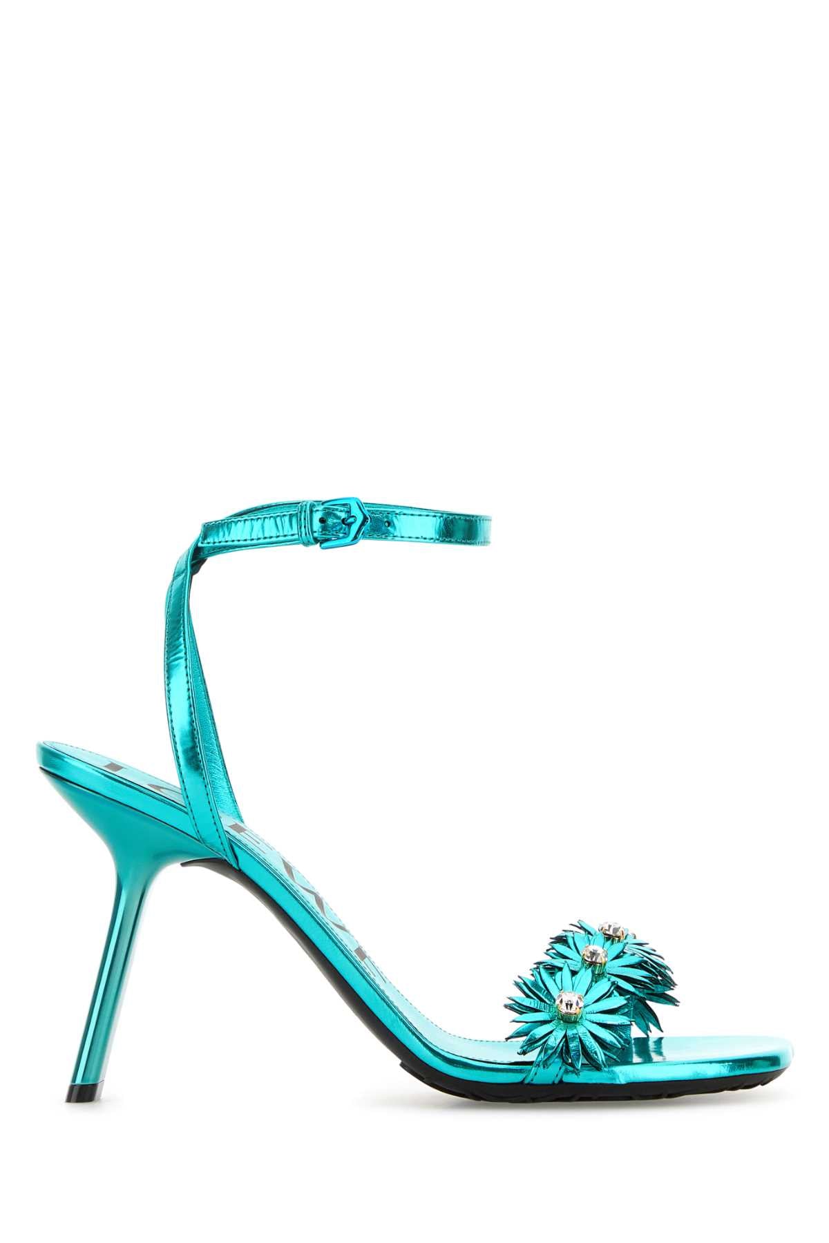 Loewe Paula's Ibiza Women Turquoise Leather Paula S Ibiza Petal Flower Sandals LOEWE