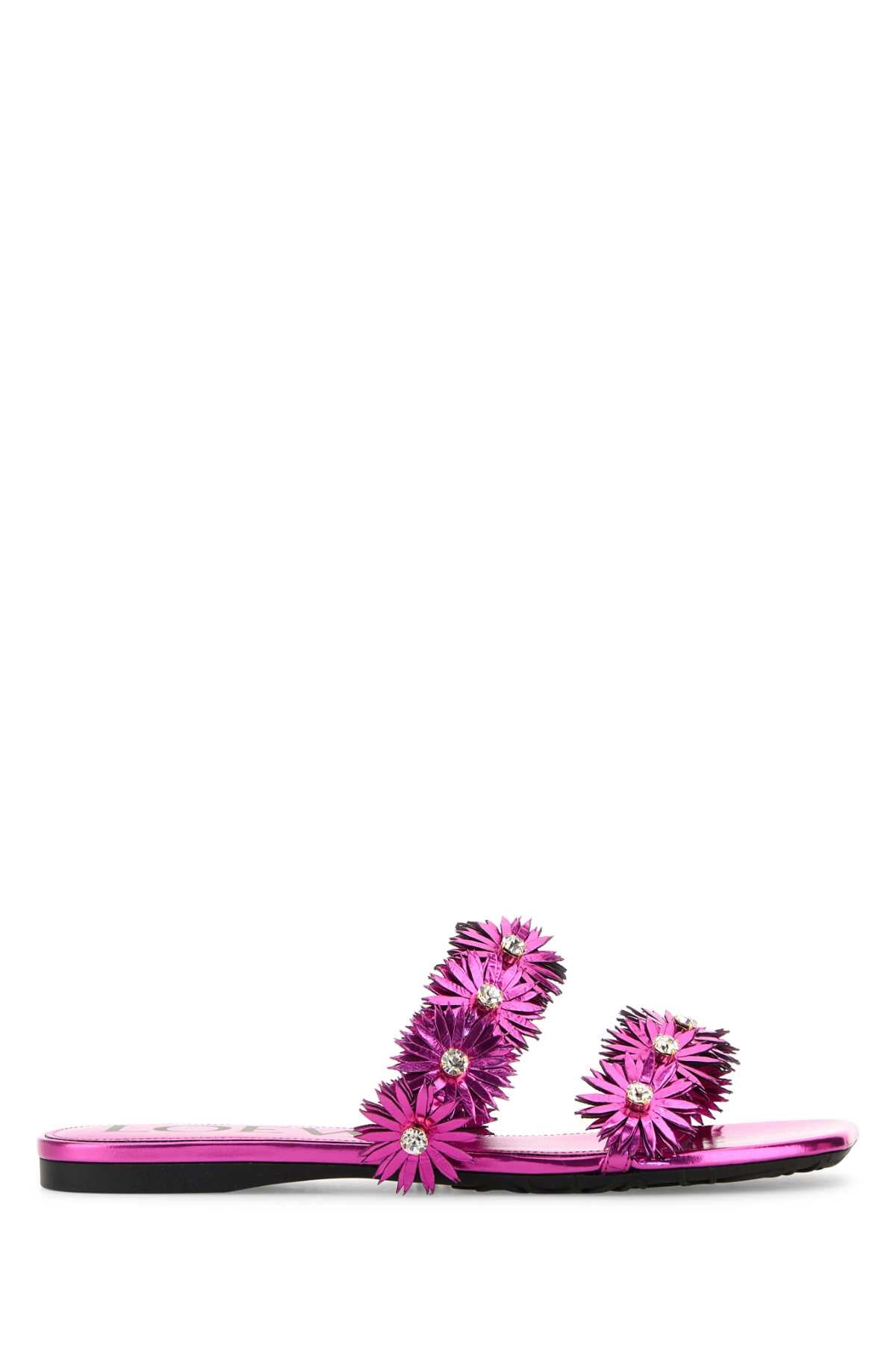 Loewe Paula's Ibiza Women Fuchsia Leather Paula S Ibiza Slippers LOEWE