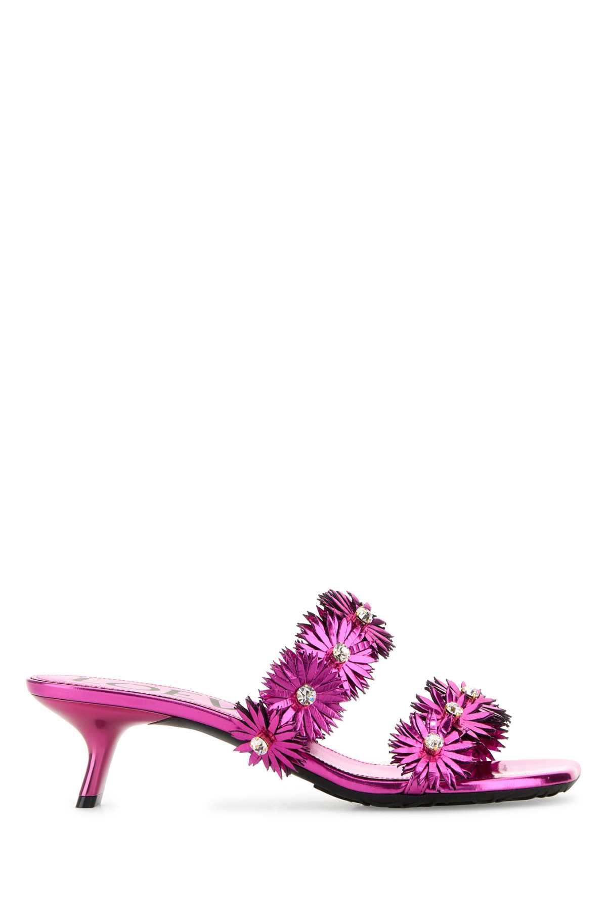 Loewe Paula's Ibiza Women Fuchsia Leather Paula S Ibiza Petal Mules LOEWE