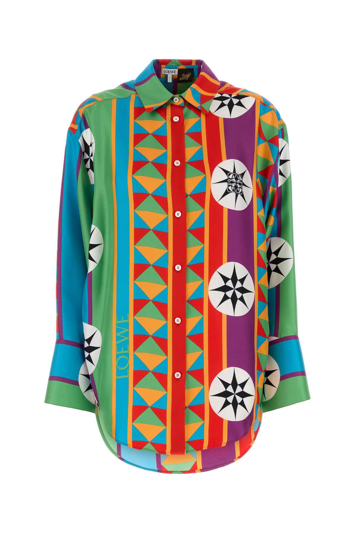 Loewe Paula's Ibiza Women Printed Silk Paula S Ibiza Oversize Shirt LOEWE