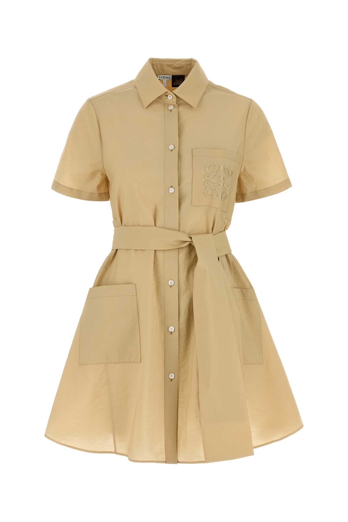 Loewe Paula's Ibiza Women Beige Cotton Blend Paula S Ibiza Shirt Dress LOEWE