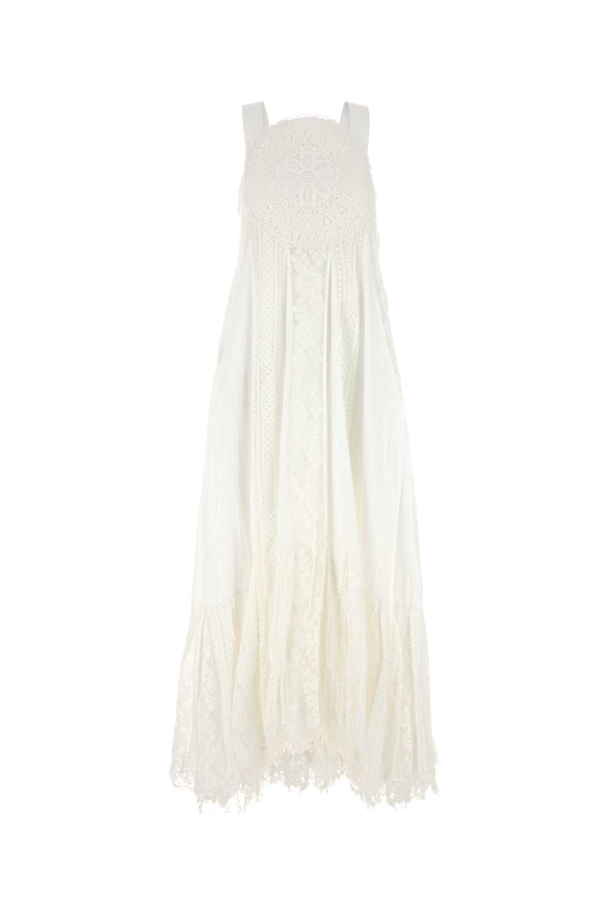 Loewe Paula's Ibiza Women White Cotton And Lace Paula S Ibiza Dress LOEWE