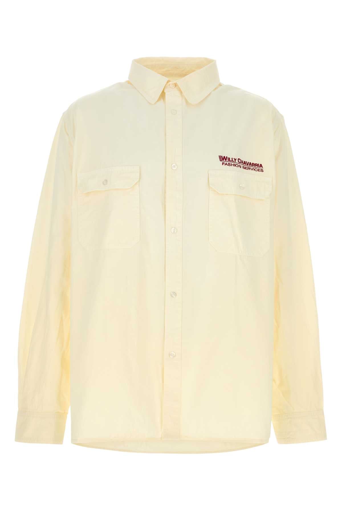Willy Chavarria Men Cream Cotton Oversize Shirt WILLY CHAVARRIA
