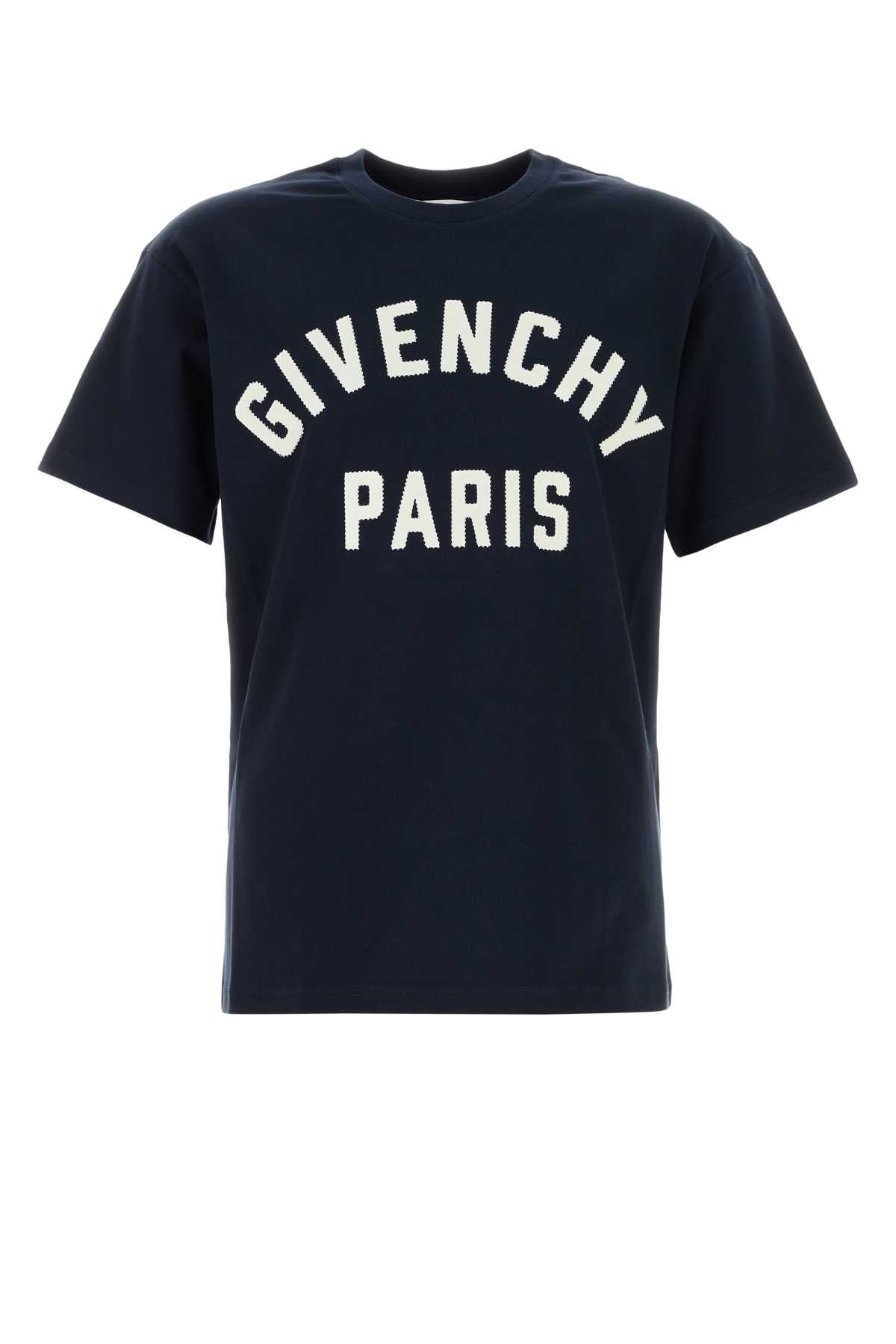 Givenchy Men Dark Blue Cotton T-Shirt GIVENCHY