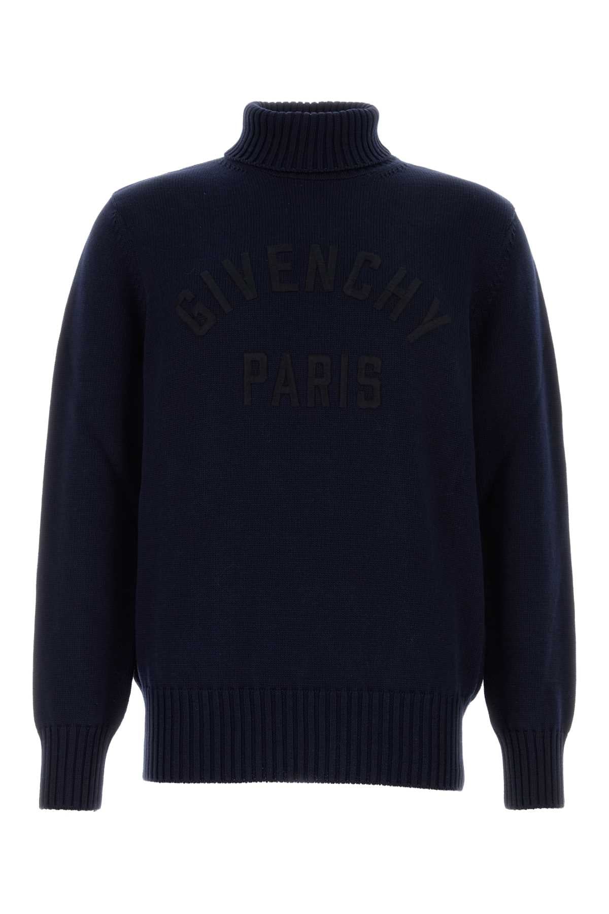 Givenchy Men Navy Blue Cotton Sweater GIVENCHY