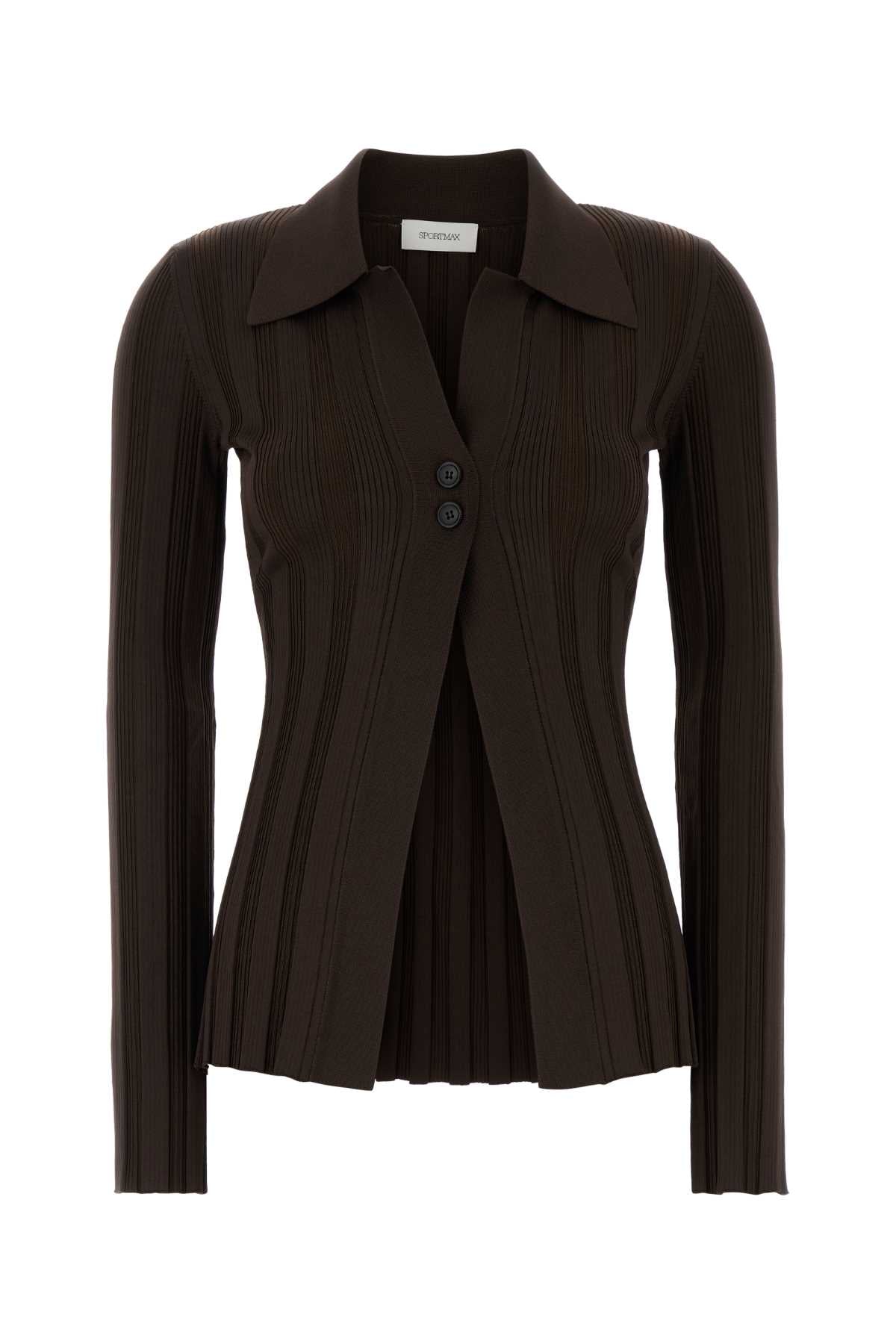 Sportmax Women Brown Stretch Viscose Blend Albio1234 Cardigan SPORTMAX