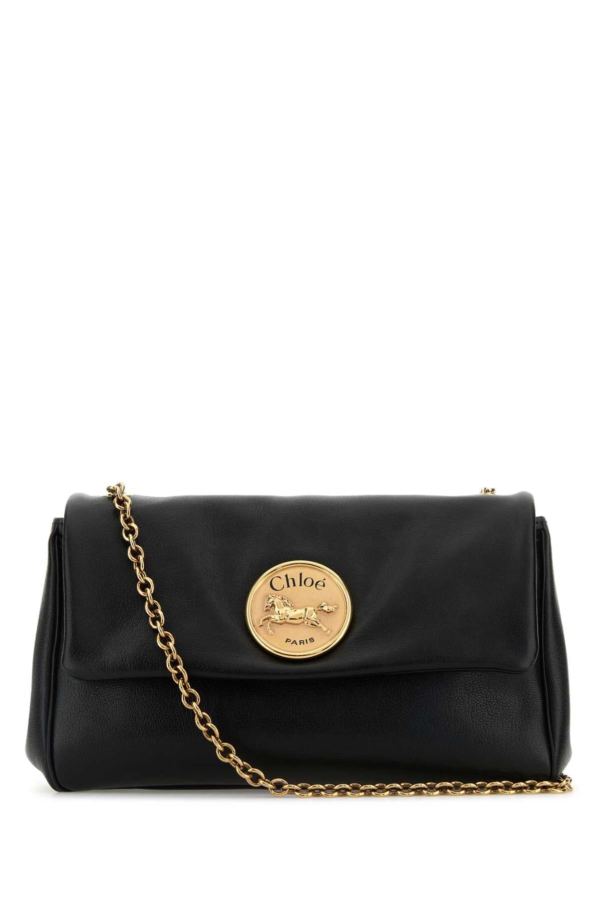 Chloe Women Black Leather Heritage Shoulder Bag CHLOE