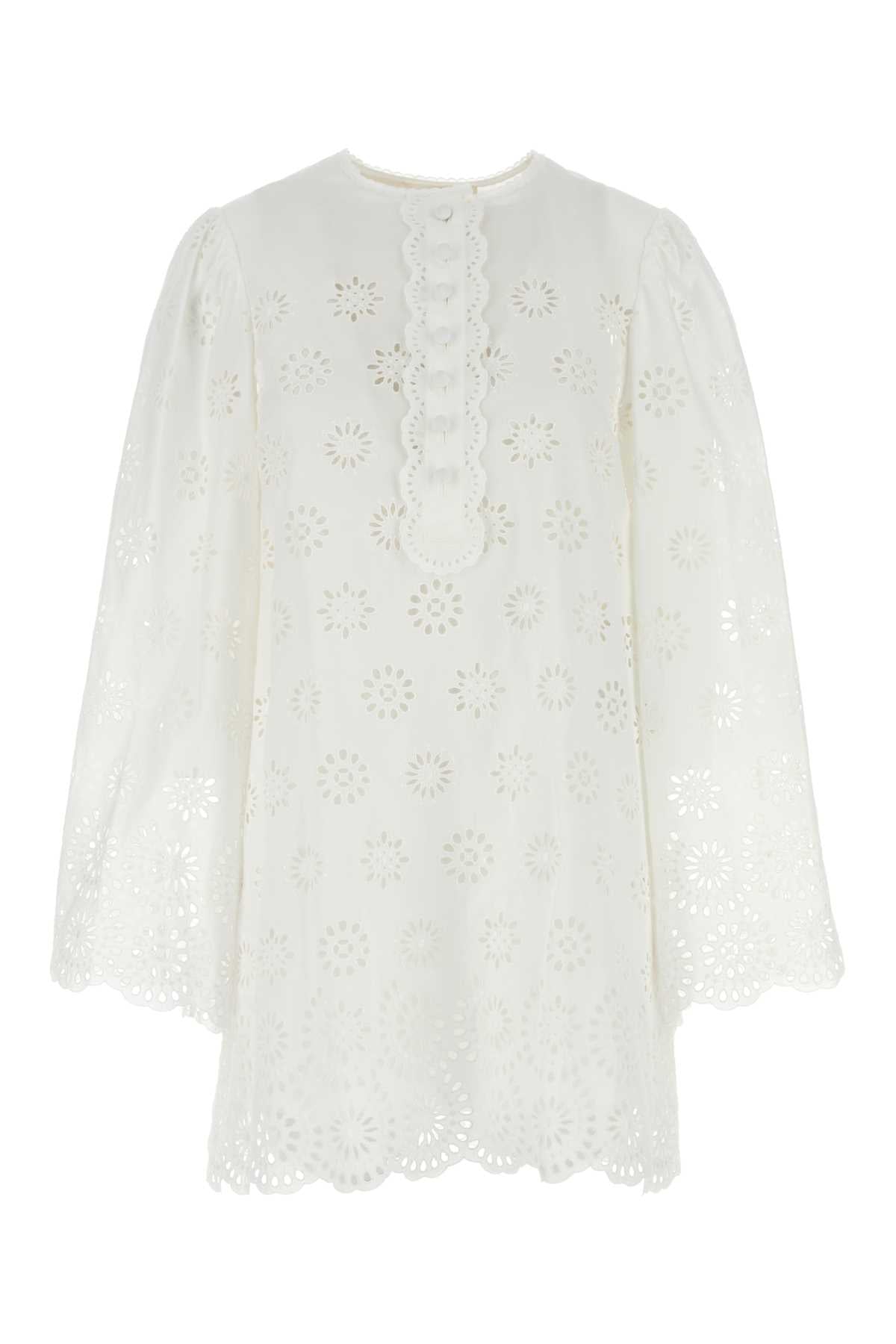 Chloe Women White Broderie Anglaise Mini Dress CHLOE