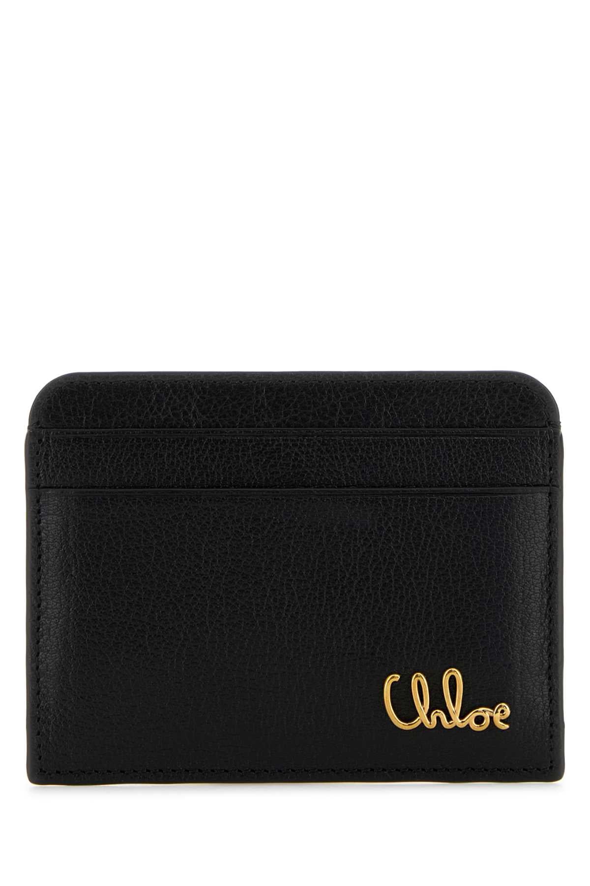 Chloe Women Black Leather Card Holder