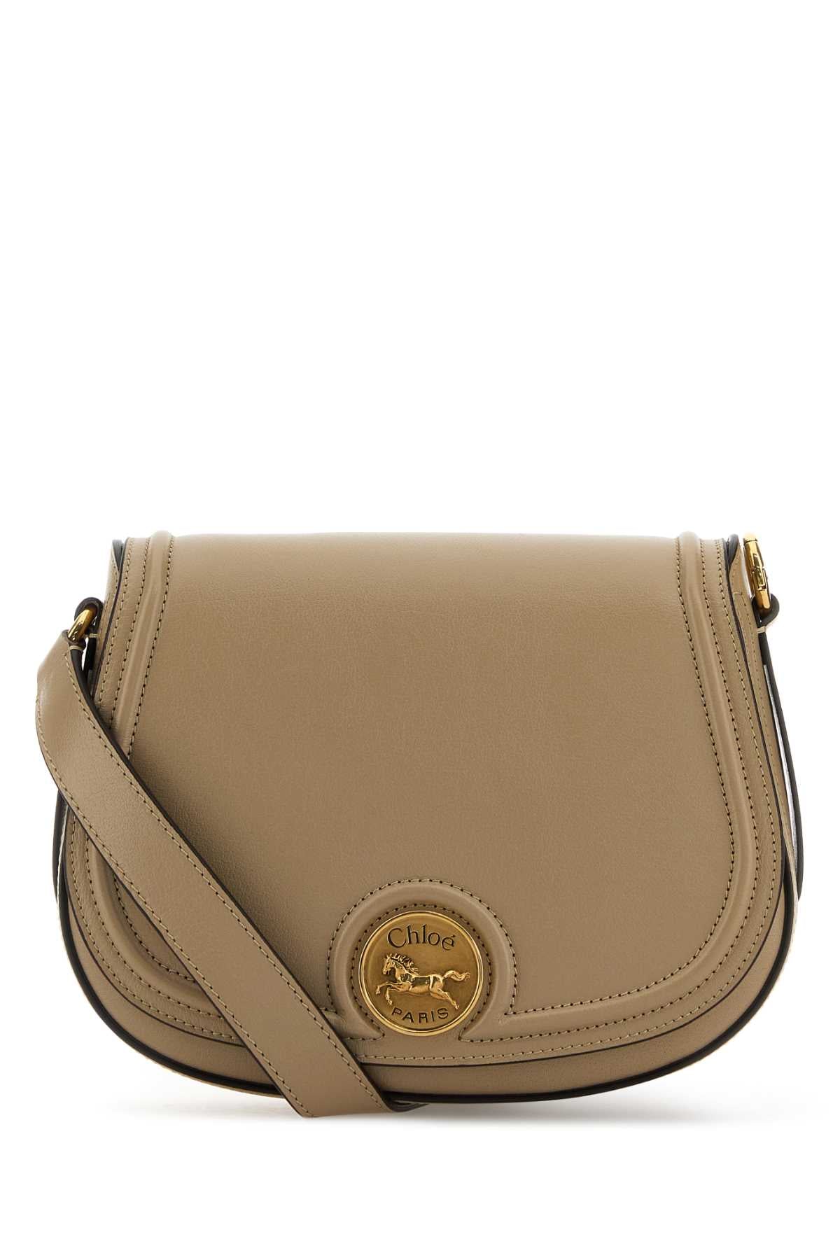 Chloe Women Cappuccino Leather Horse Medal Crossbody Bag CHLOE