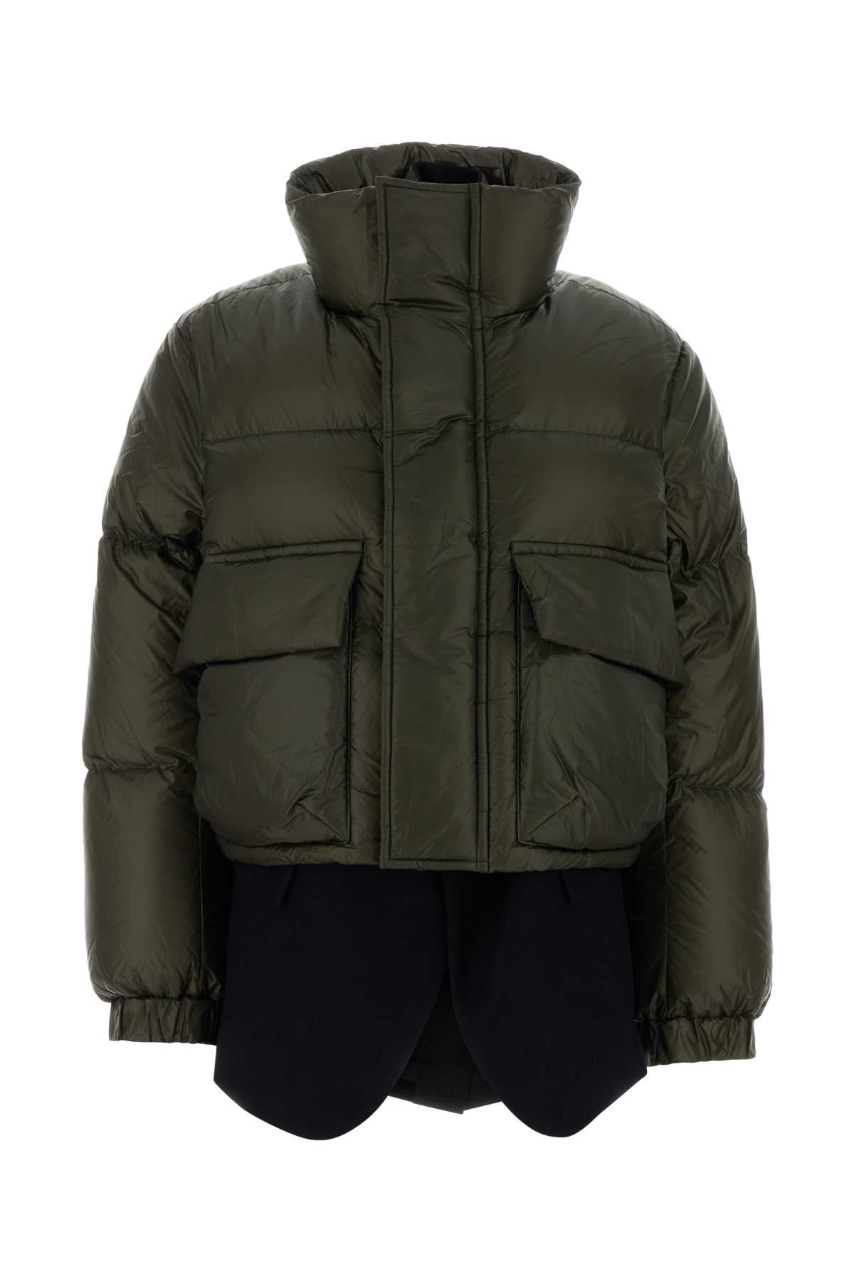 Sacai Women Olive Green Nylon Down Jacket SACAI
