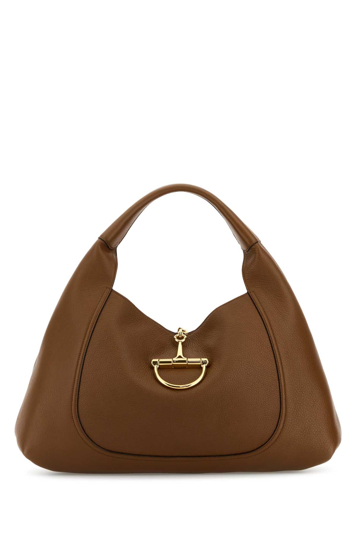 Gucci Women Brown Leather Large Gucci Softbit Shoulder Bag GUCCI