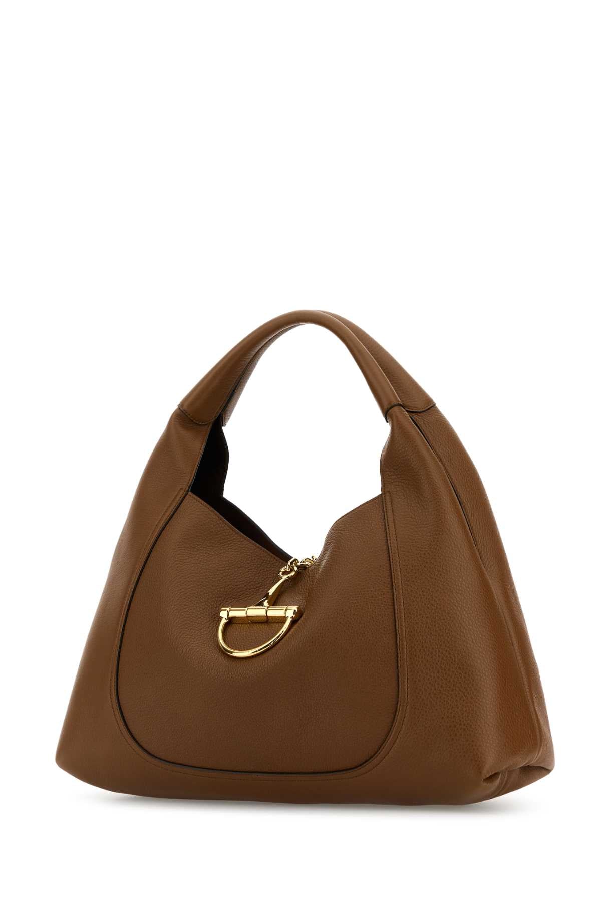 Gucci Women Brown Leather Large Gucci Softbit Shoulder Bag GUCCI