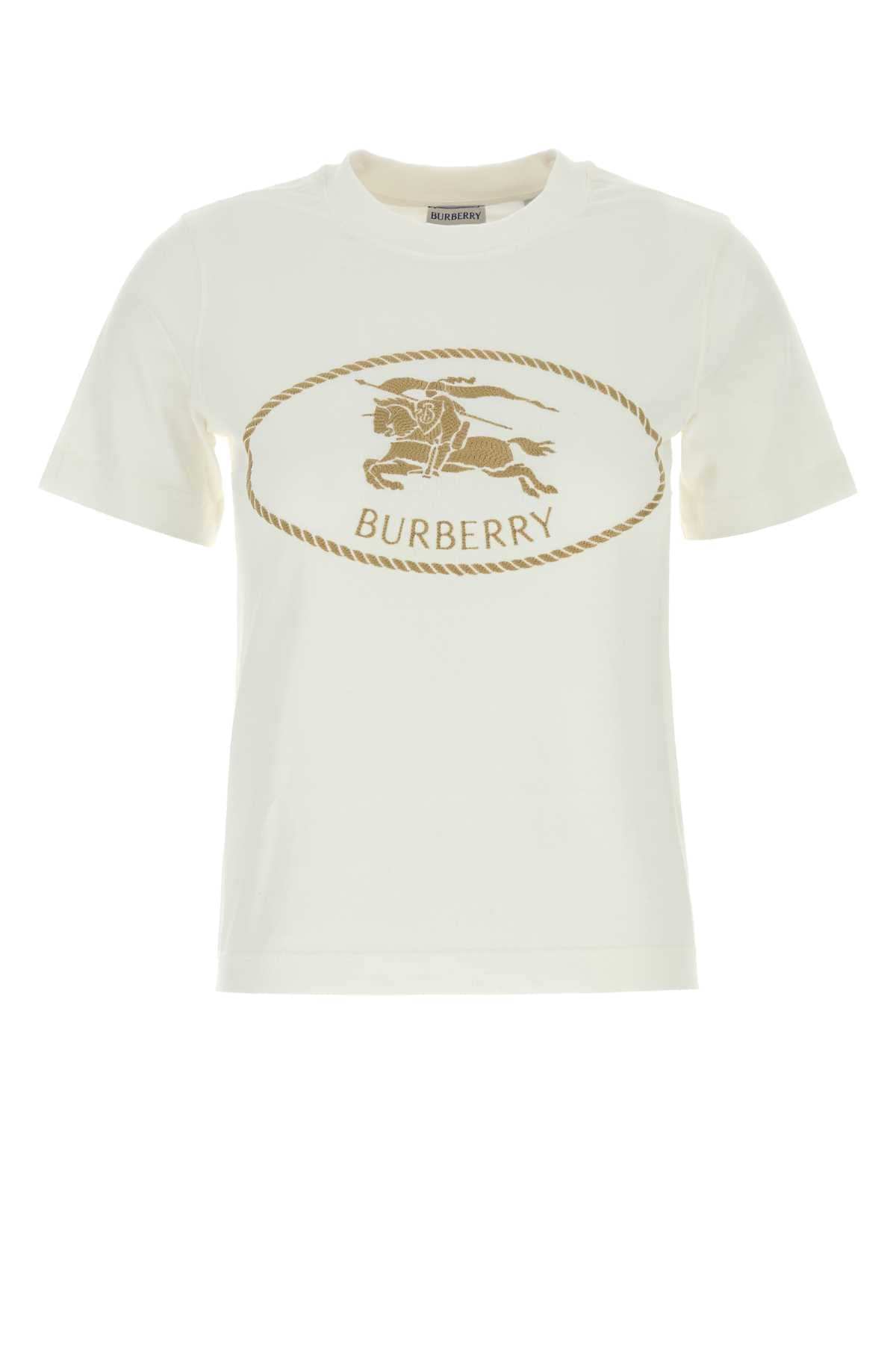 Burberry Women White Cotton T-Shirt BURBERRY
