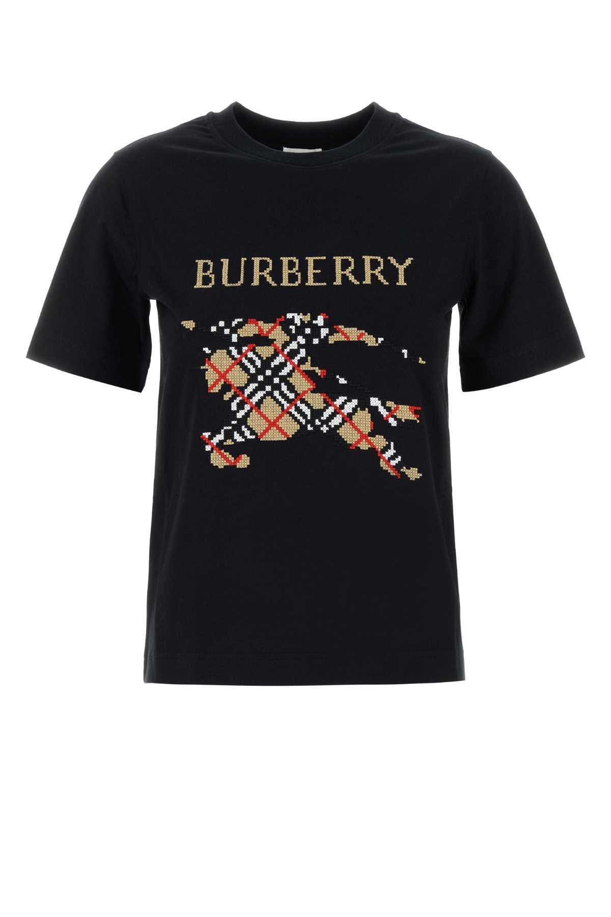 Burberry Women Black Stretch Cotton T-Shirt BURBERRY