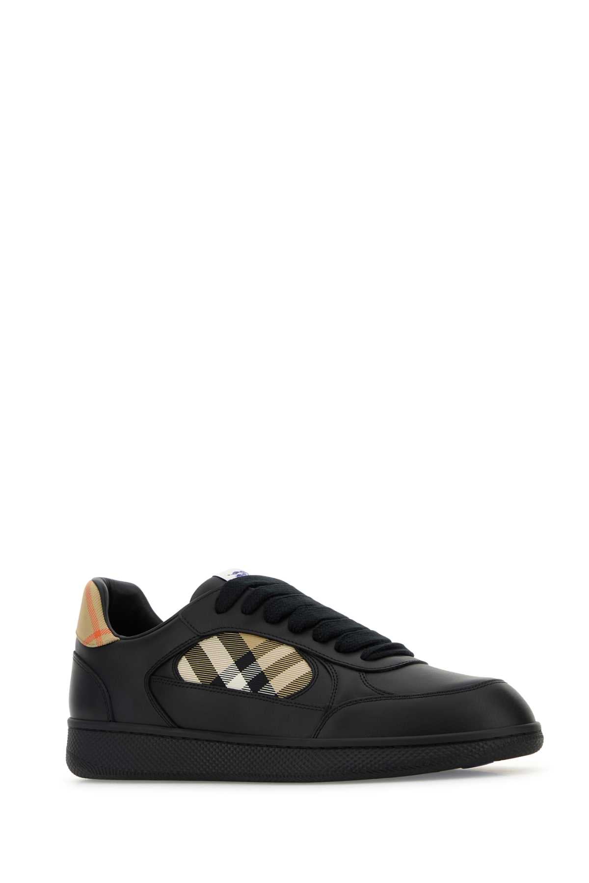 Burberry Men Black Leather Terrace Sneakers BURBERRY