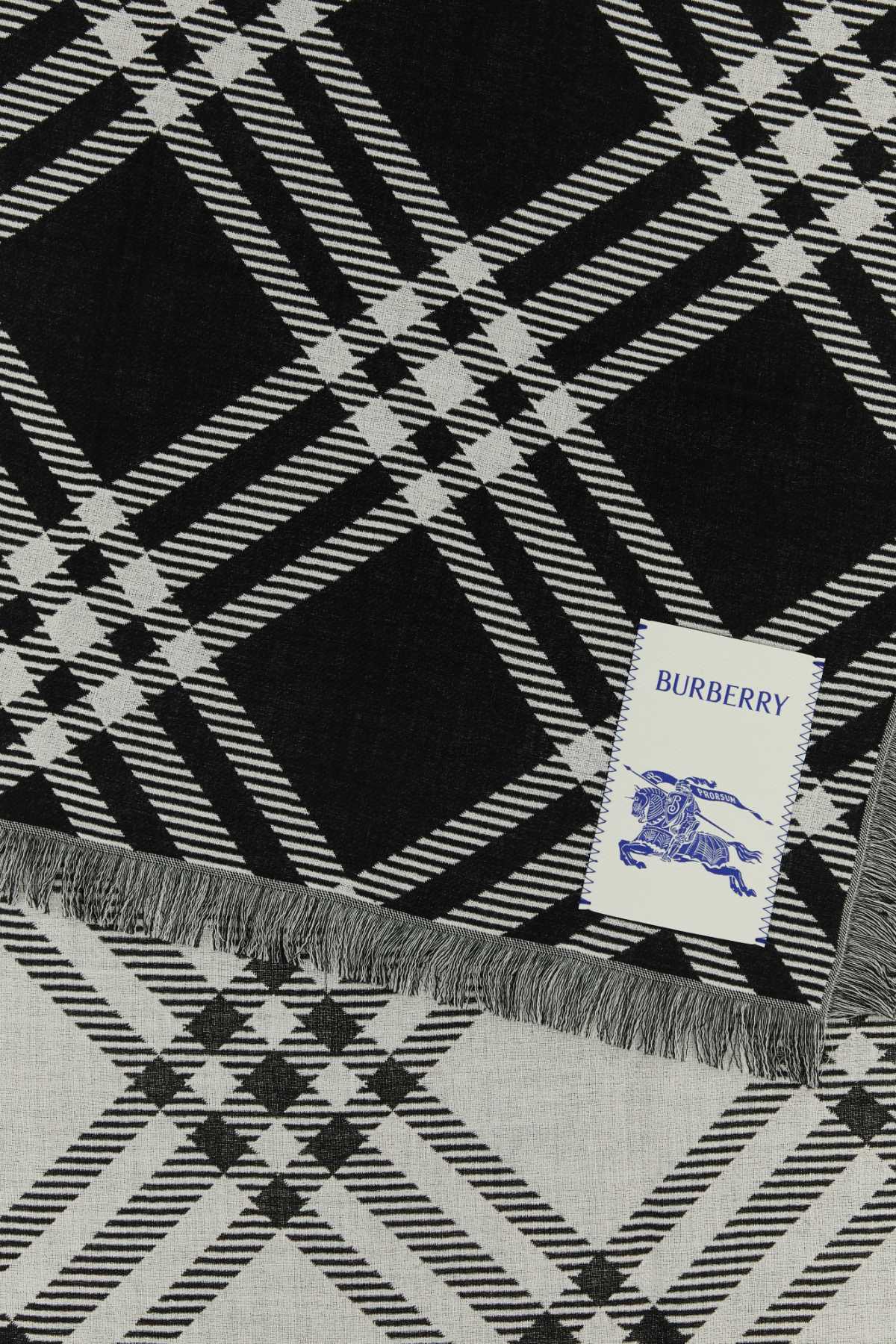 Burberry Unisex Embroidered Wool Blend Scarf BURBERRY