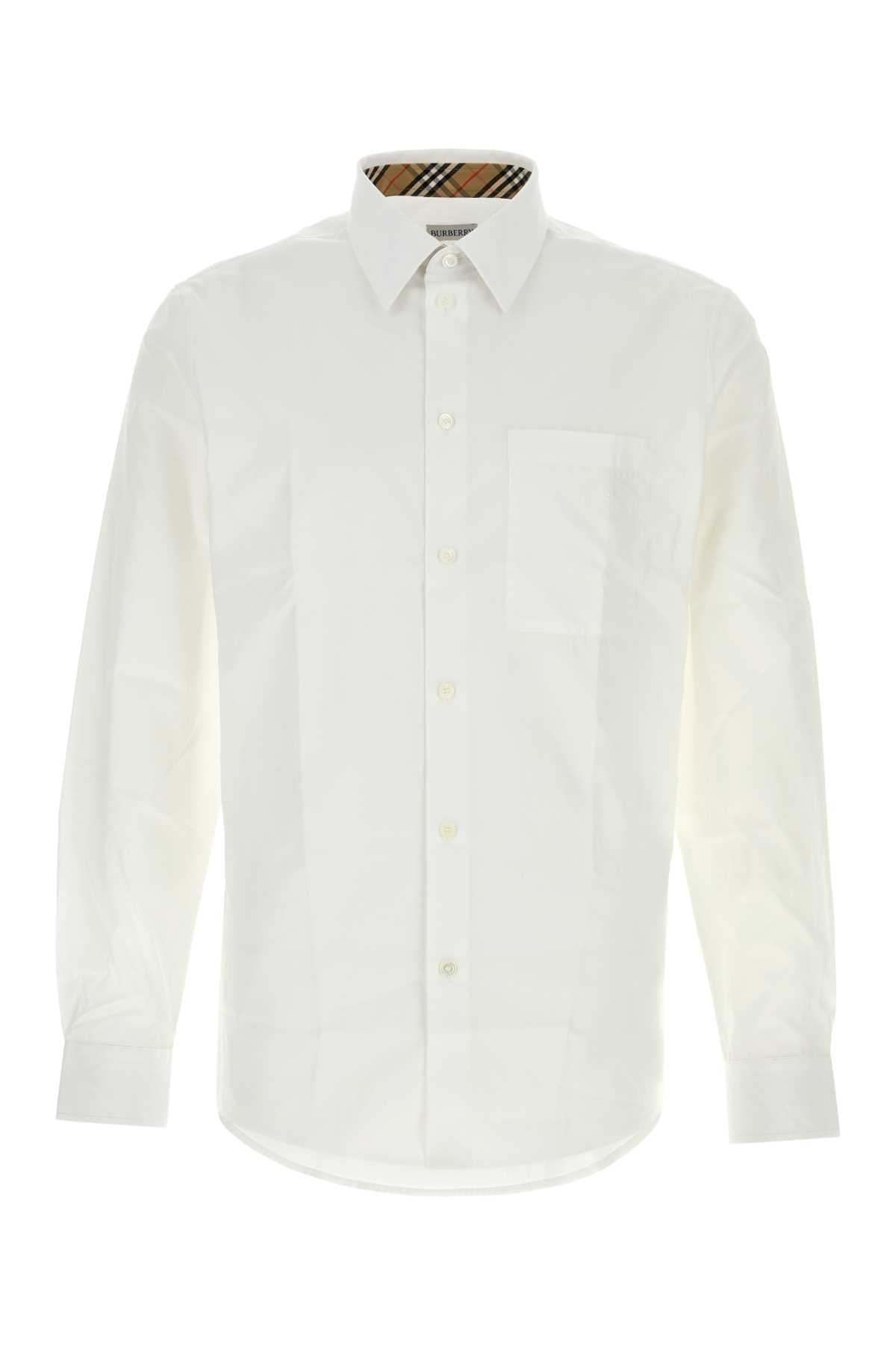 Burberry Men White Stretch Poplin Shirt BURBERRY
