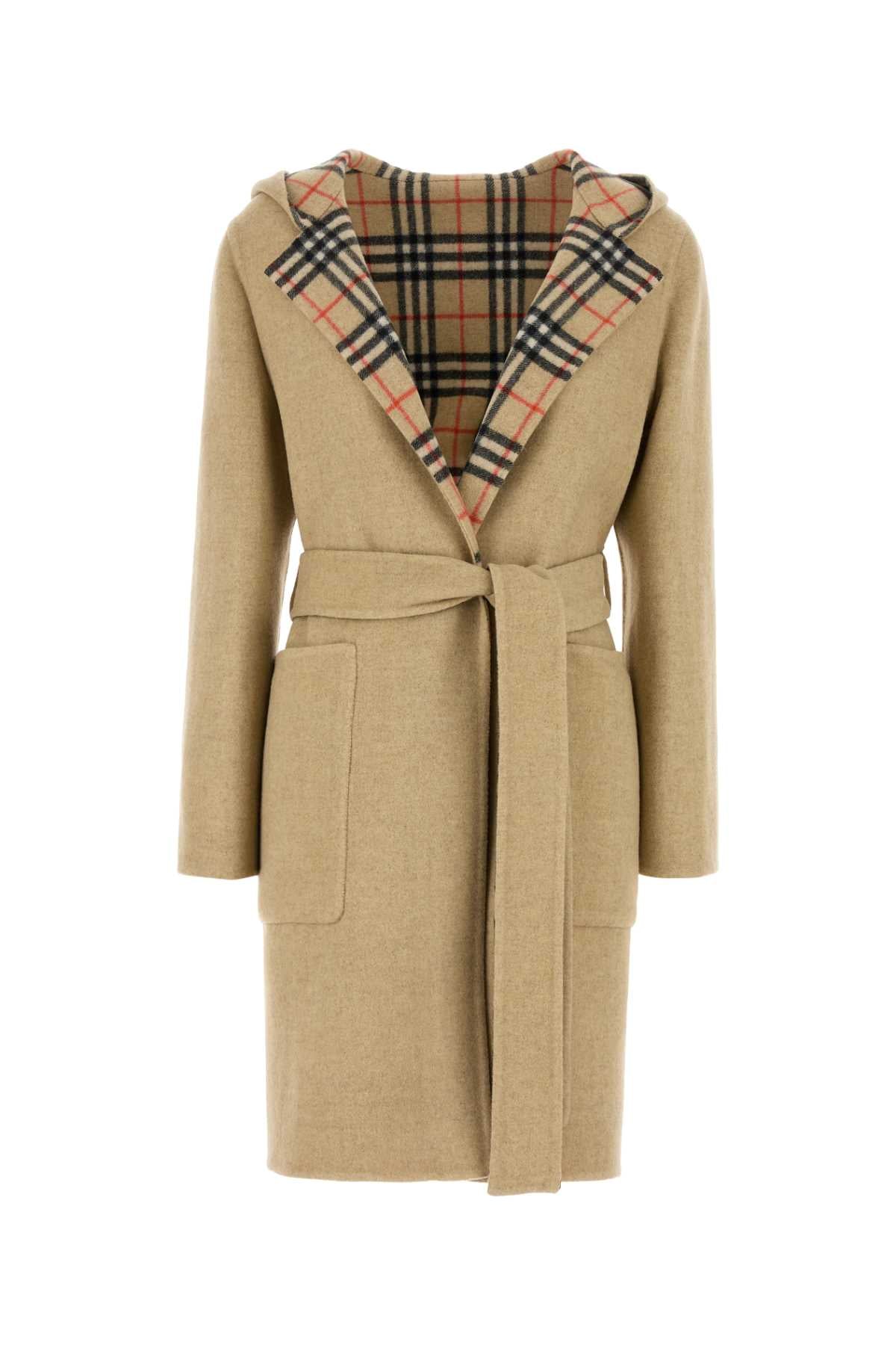 Burberry Women Beige Wool Reversible Coat