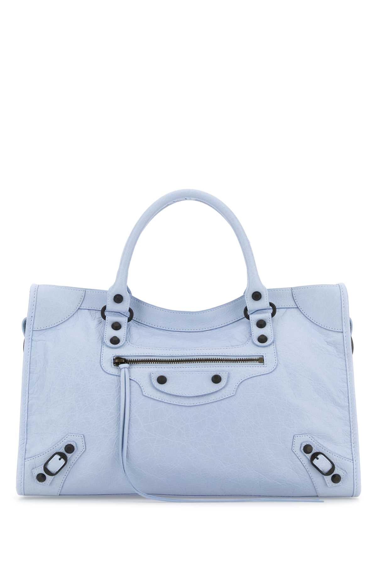 Balenciaga Women Light Blue Leather Medium Le City Handbag BALENCIAGA