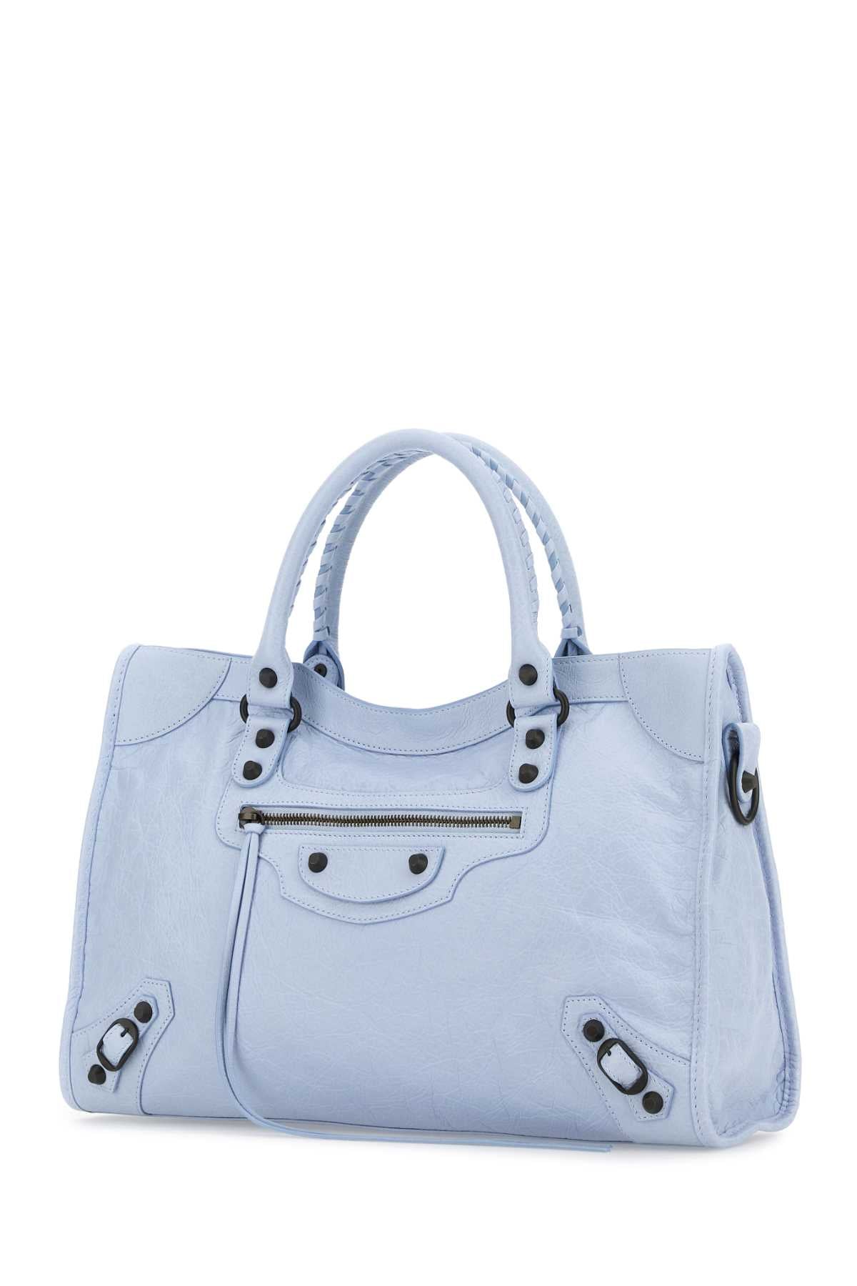 Balenciaga Women Light Blue Leather Medium Le City Handbag BALENCIAGA