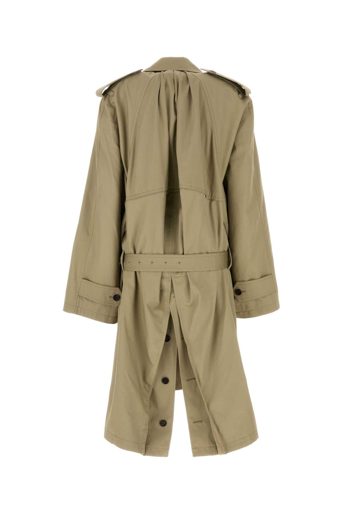 Balenciaga Women Sage Green Gabardine Trench Coat BALENCIAGA