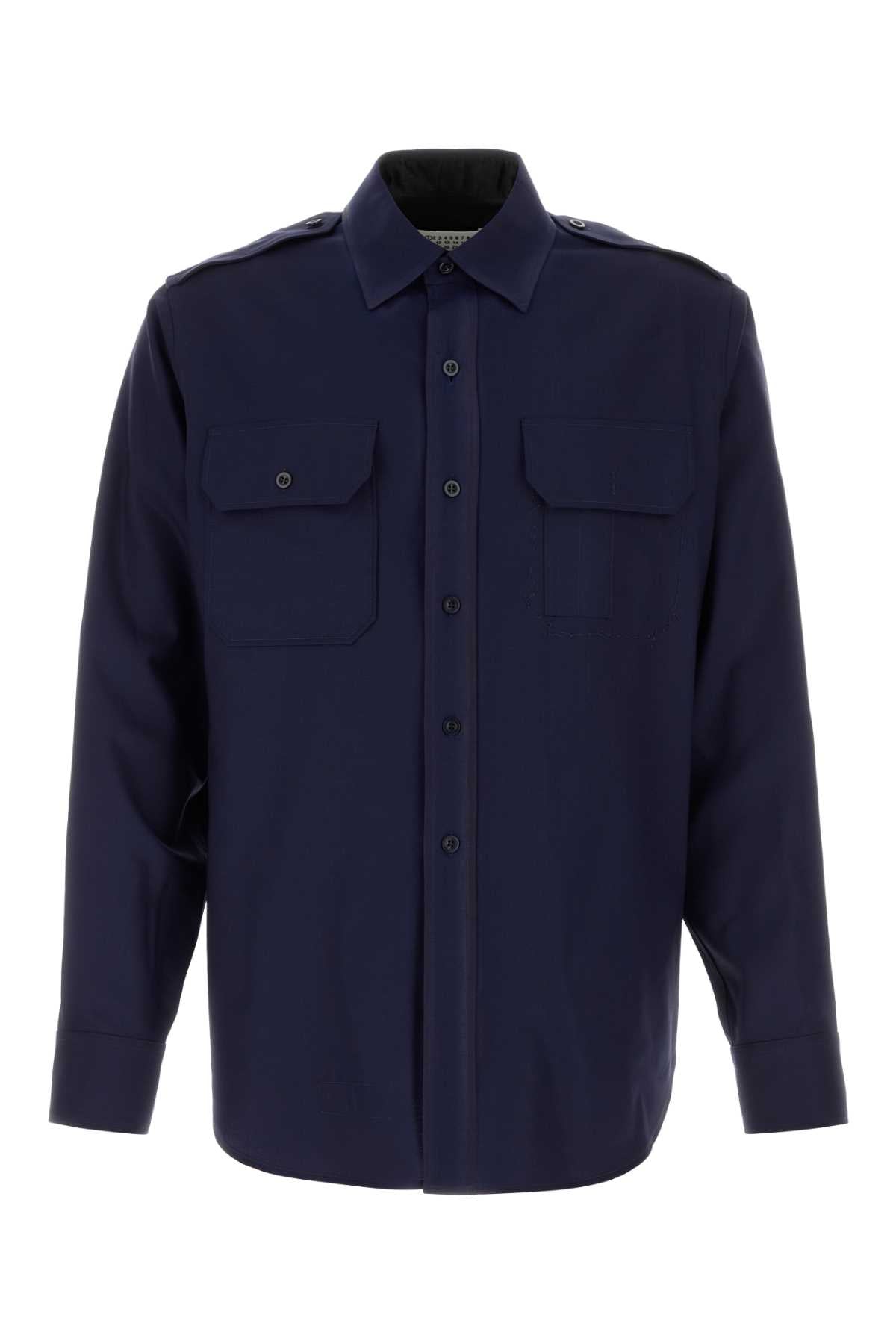 Maison Margiela Men Navy Blue Wool Shirt MAISON MARGIELA