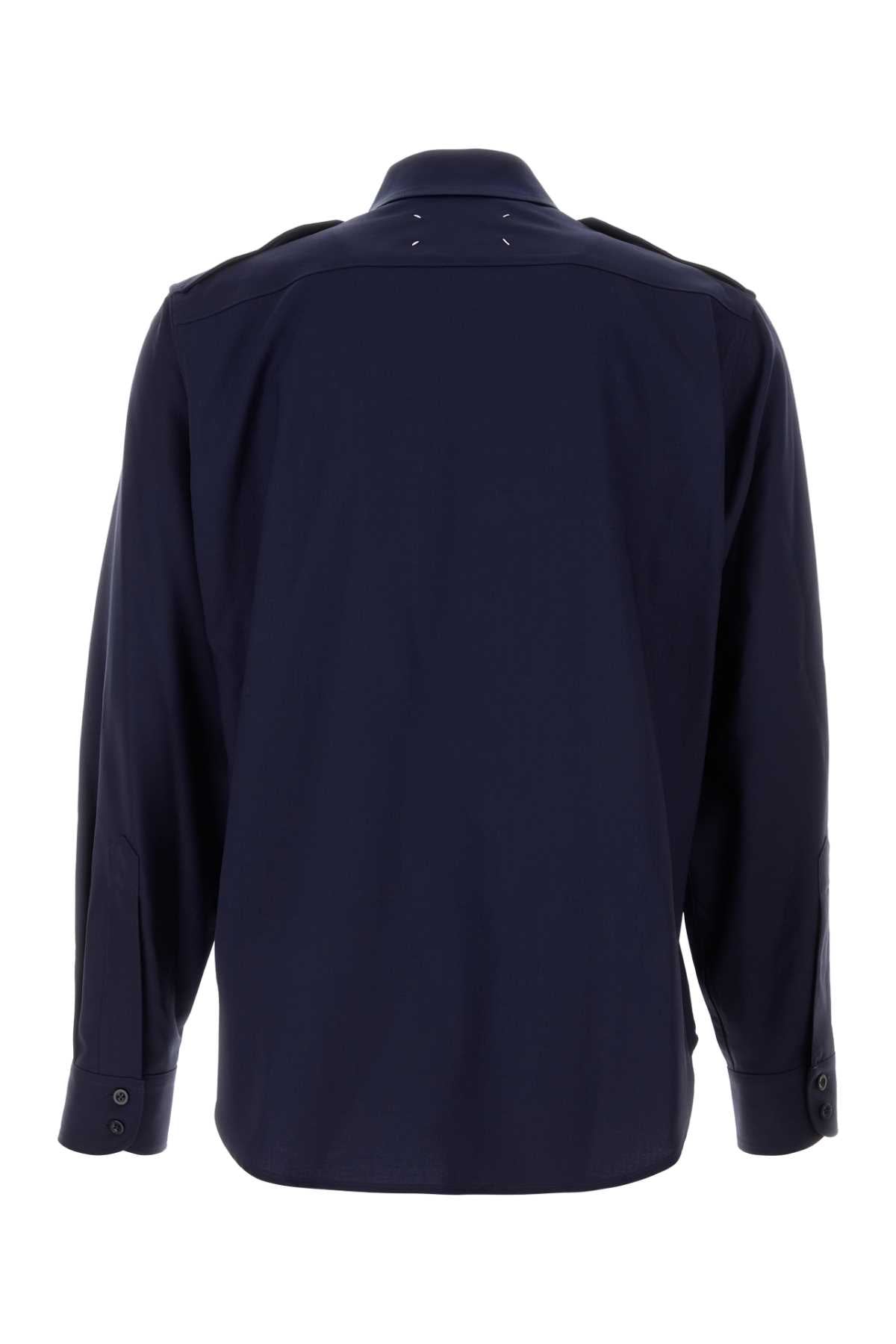 Maison Margiela Men Navy Blue Wool Shirt MAISON MARGIELA