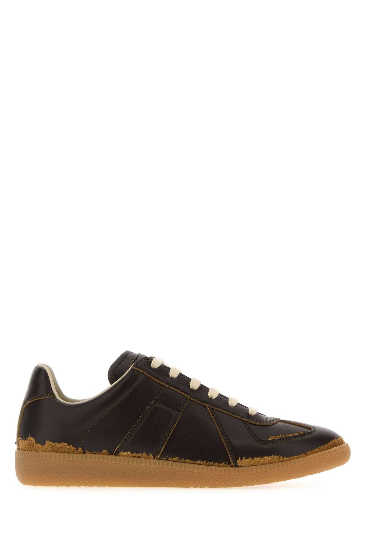 Maison Margiela Women Brown Leather Replica Sneakers MAISON MARGIELA