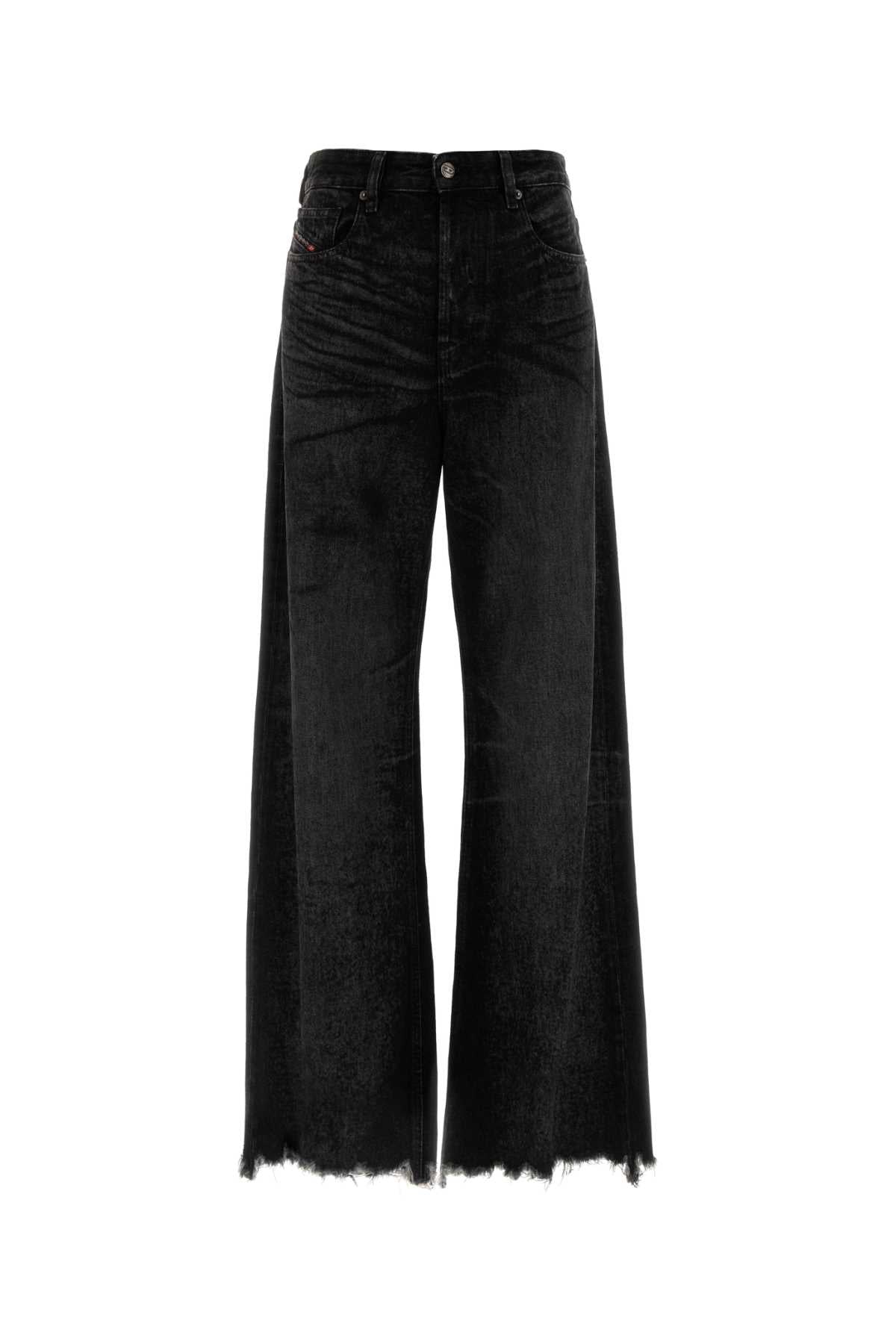 Diesel Women Black Denim Wide-Leg Jeans DIESEL
