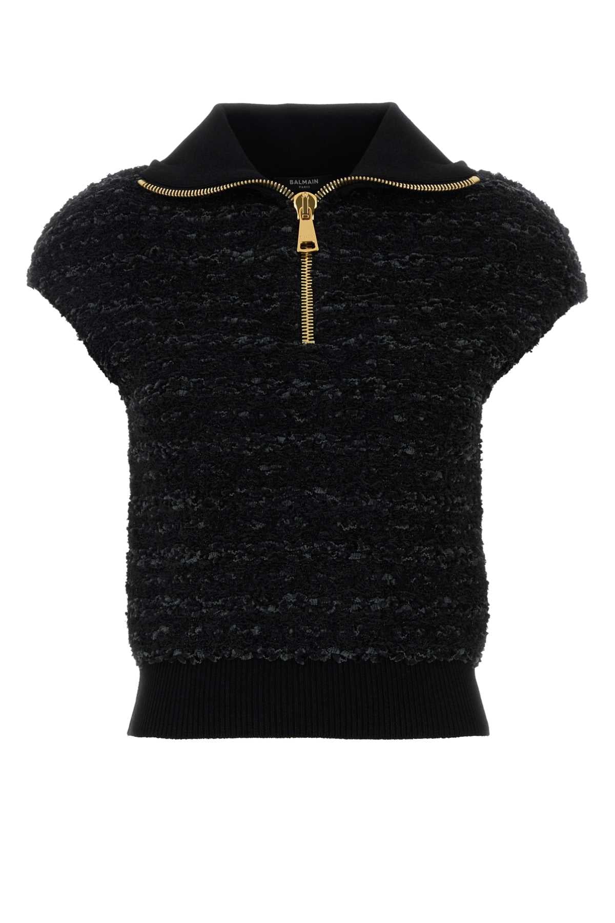 Balmain Women Melange Black Boucle Vest BALMAIN