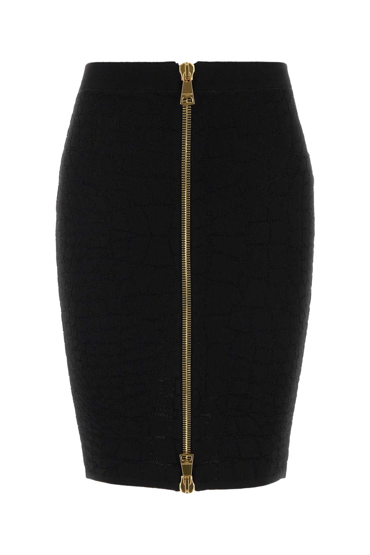 Balmain Women Black Stretch Viscose Blend Skirt BALMAIN