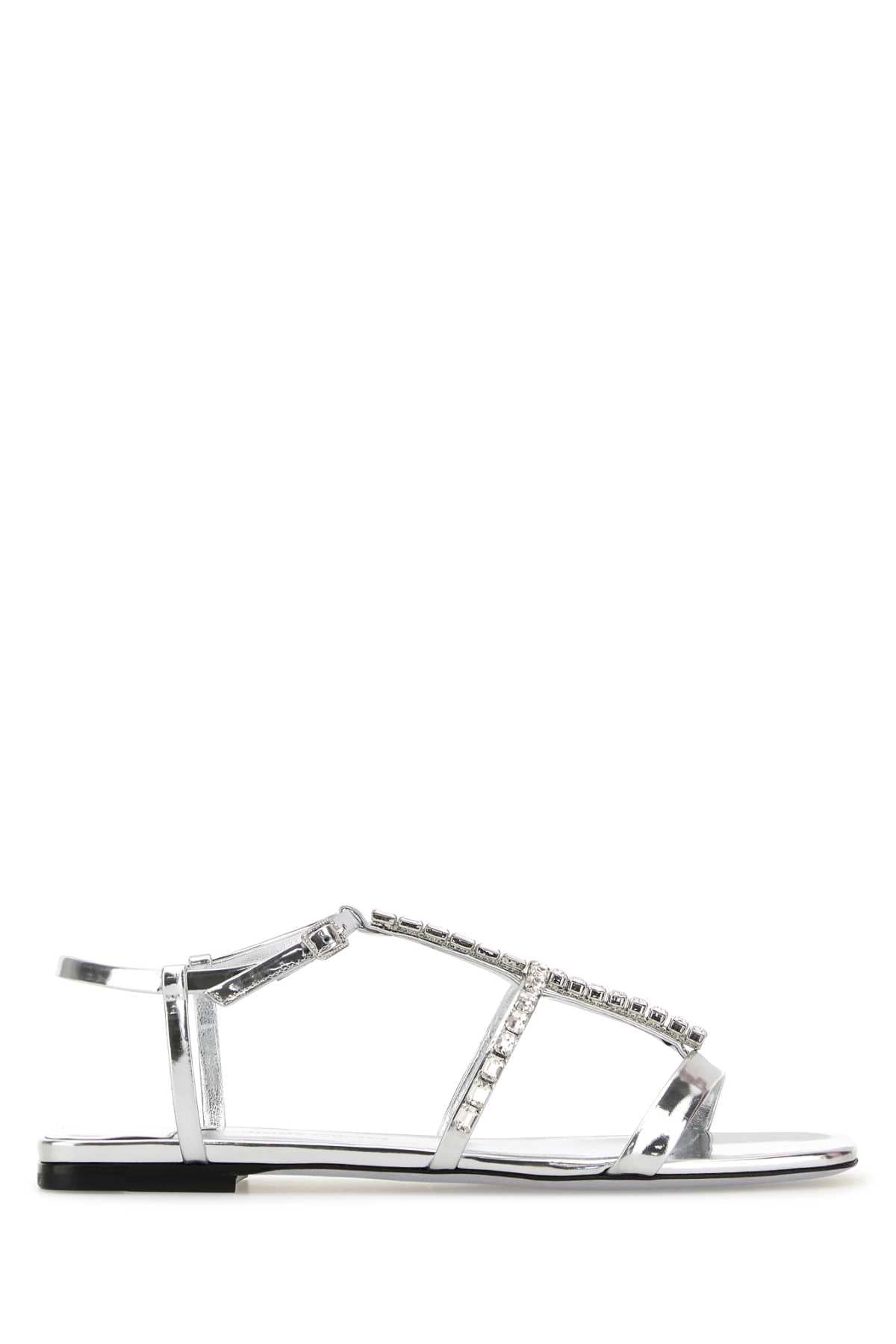 Jimmy Choo Women Silver Leather Gwyn Sandals JIMMY CHOO