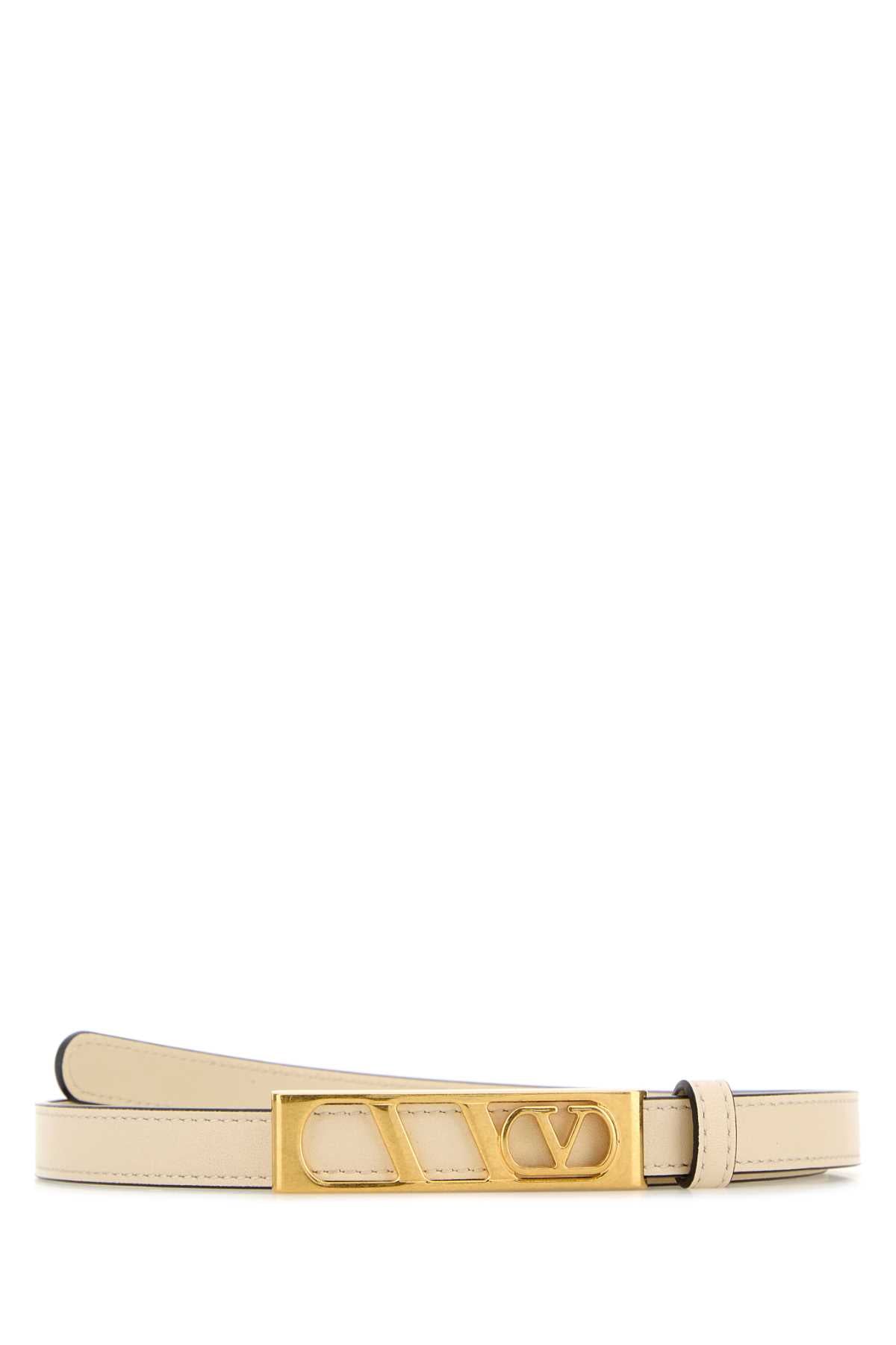 Valentino Garavani Women Ivory Leather Vlogo Signature Belt VALENTINO GARAVANI