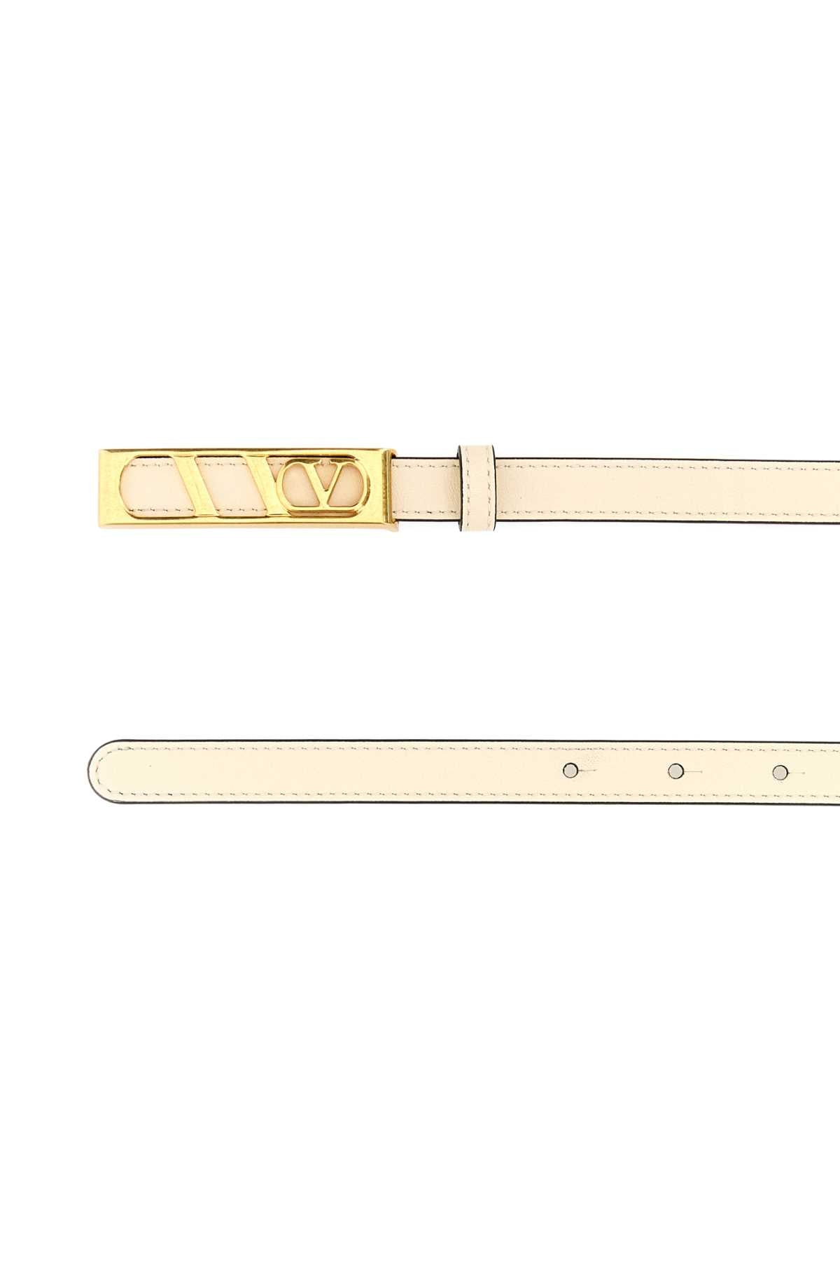 Valentino Garavani Women Ivory Leather Vlogo Signature Belt VALENTINO GARAVANI