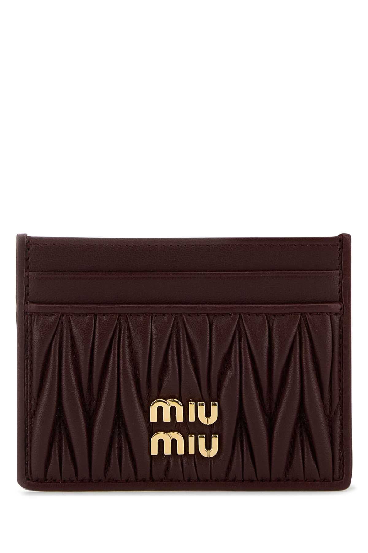 Miu Miu Women Burgundy Leather Card Holder MIU MIU
