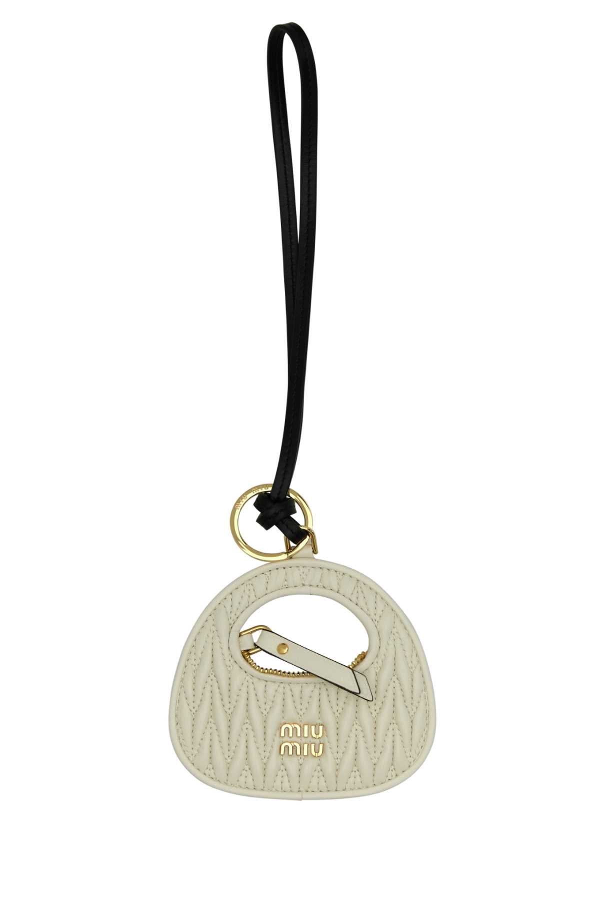 Miu Miu Women Ivory Leather Keyring MIU MIU