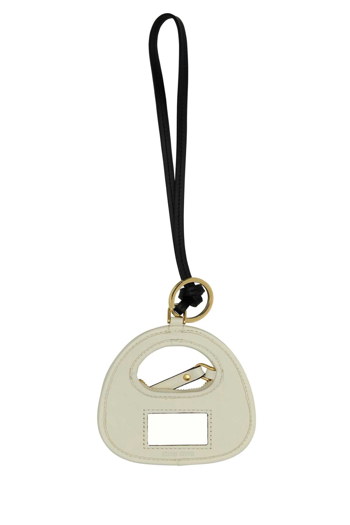 Miu Miu Women Ivory Leather Keyring MIU MIU