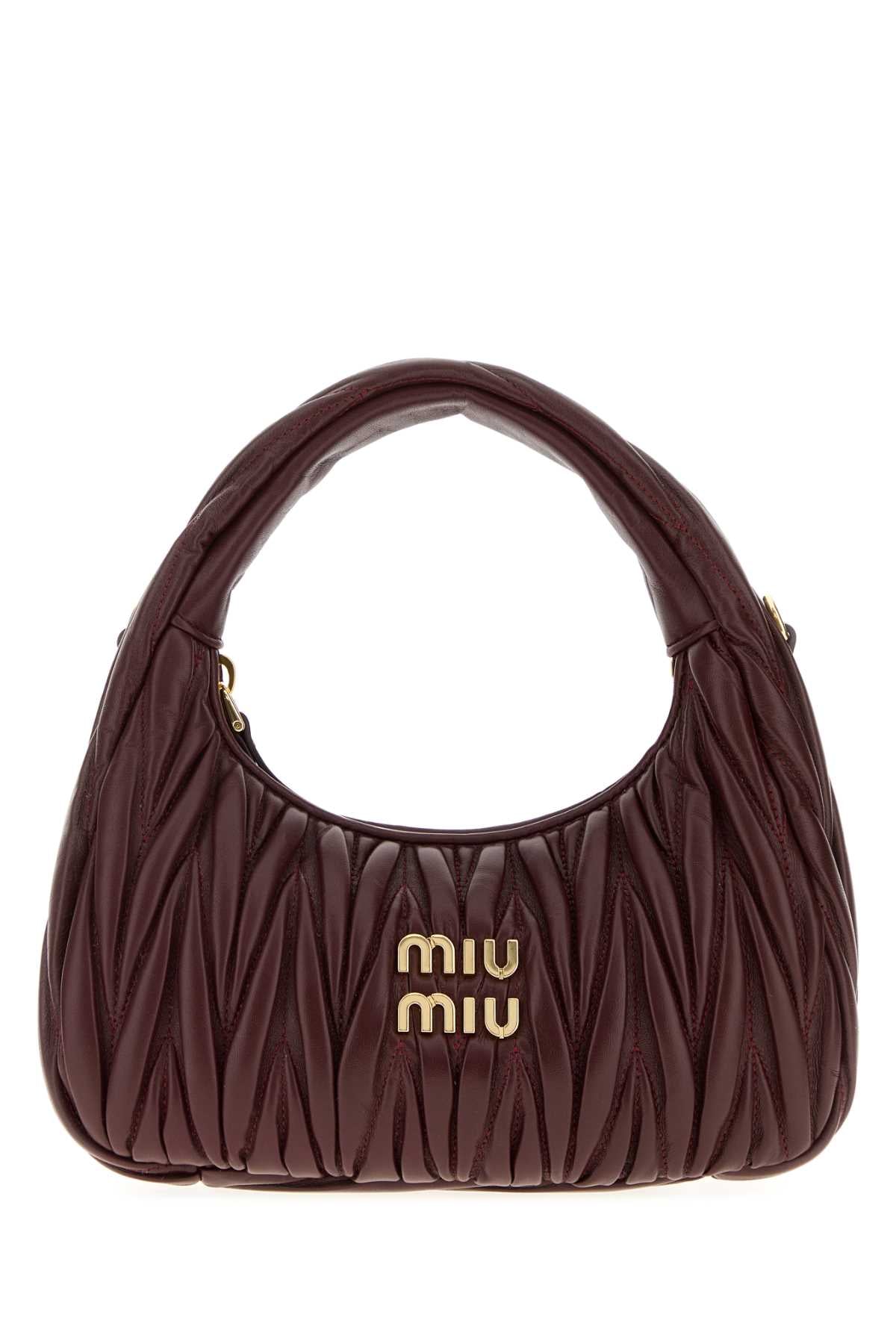 Miu Miu Women Burgundy Nappa Leather Wander Handbag MIU MIU