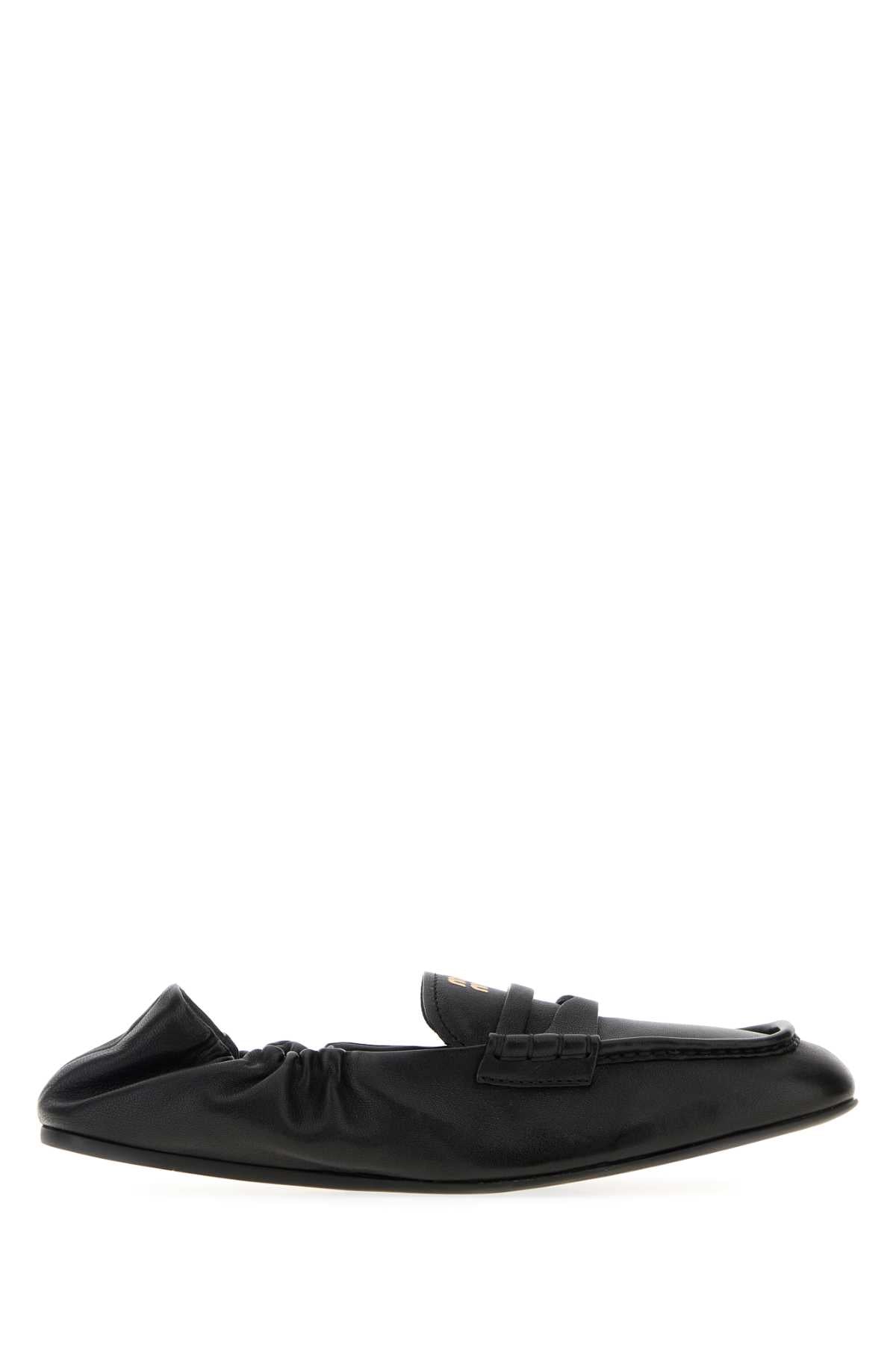 Miu Miu Women Black Nappa Leather Ruches Loafers MIU MIU
