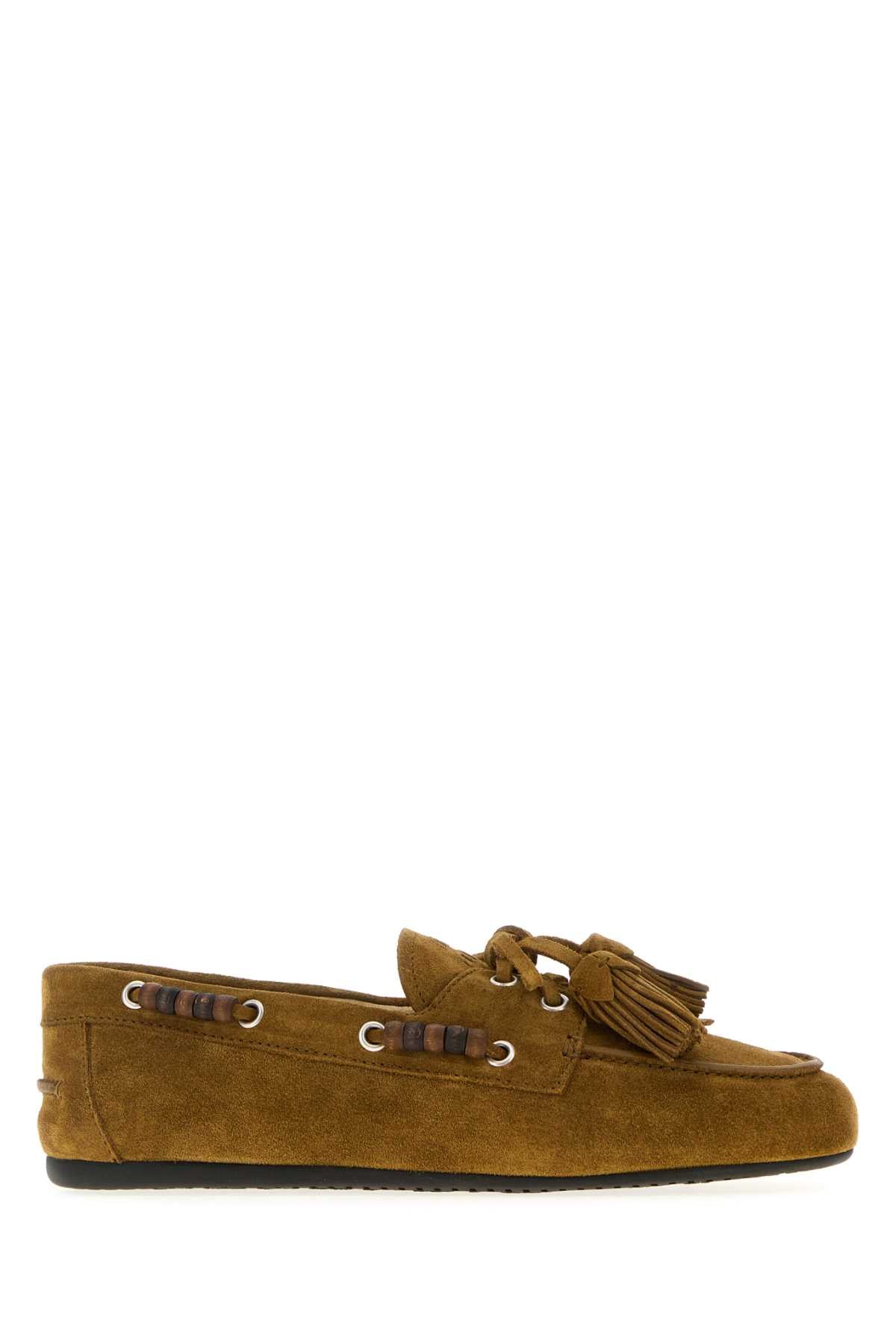 Miu Miu Women Khaki Suede Loafers MIU MIU