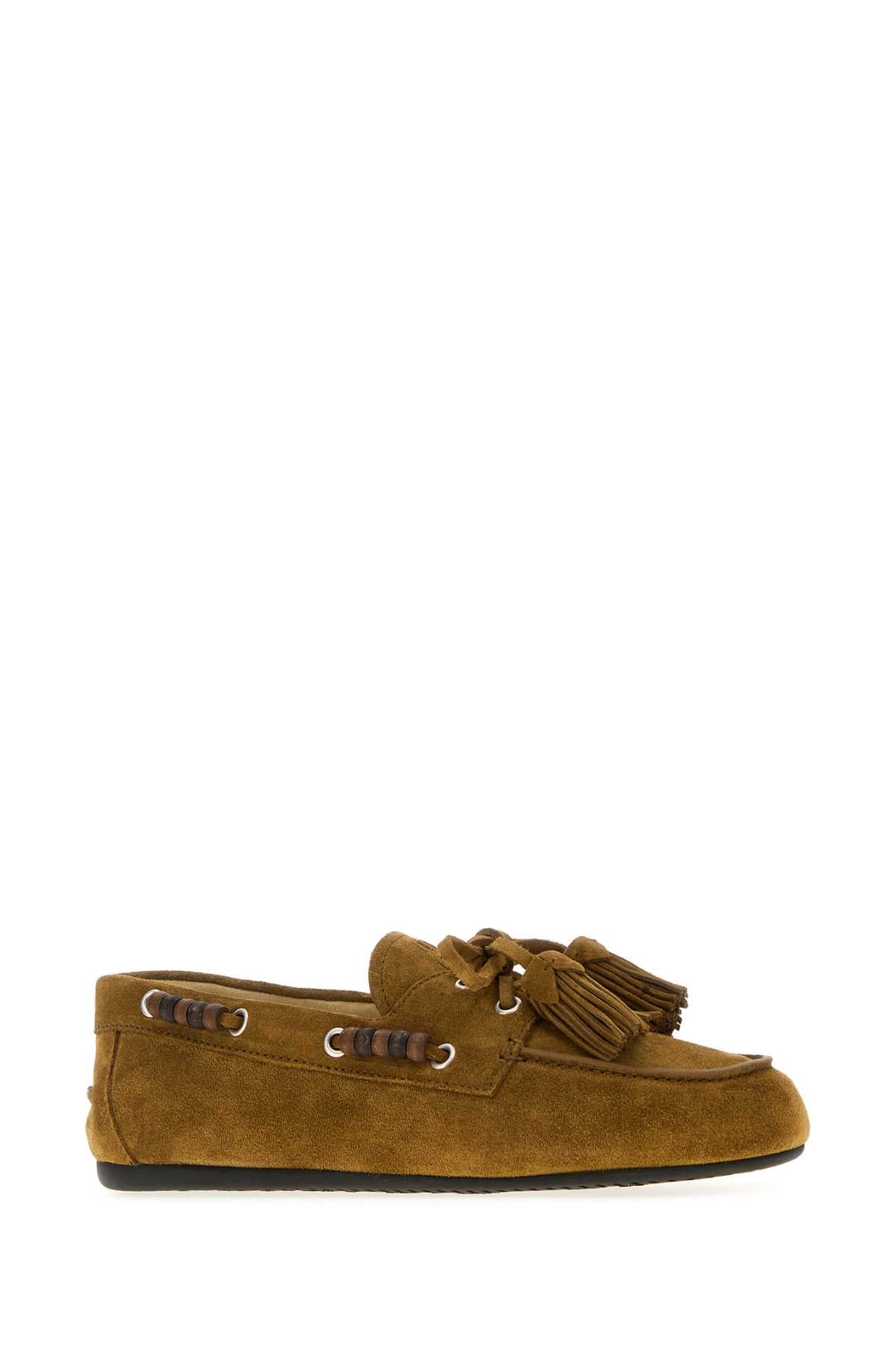 Miu Miu Women Khaki Suede Loafers MIU MIU