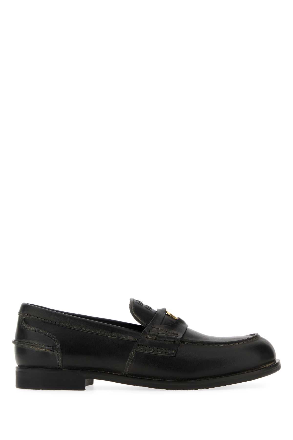 Miu Miu Women Black Leather Loafers MIU MIU